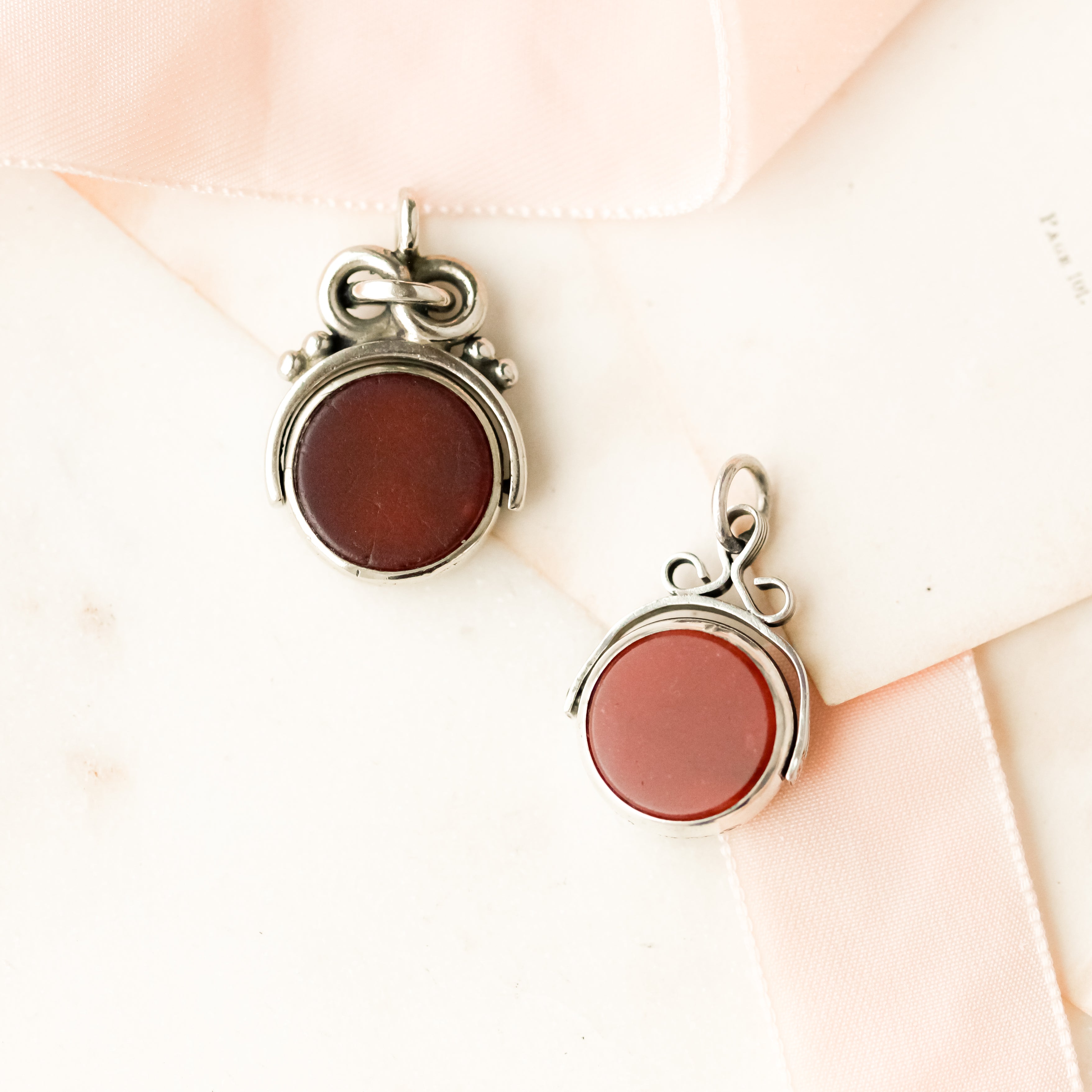 Custom Sterling Silver Round Gilded Victorian Fobs