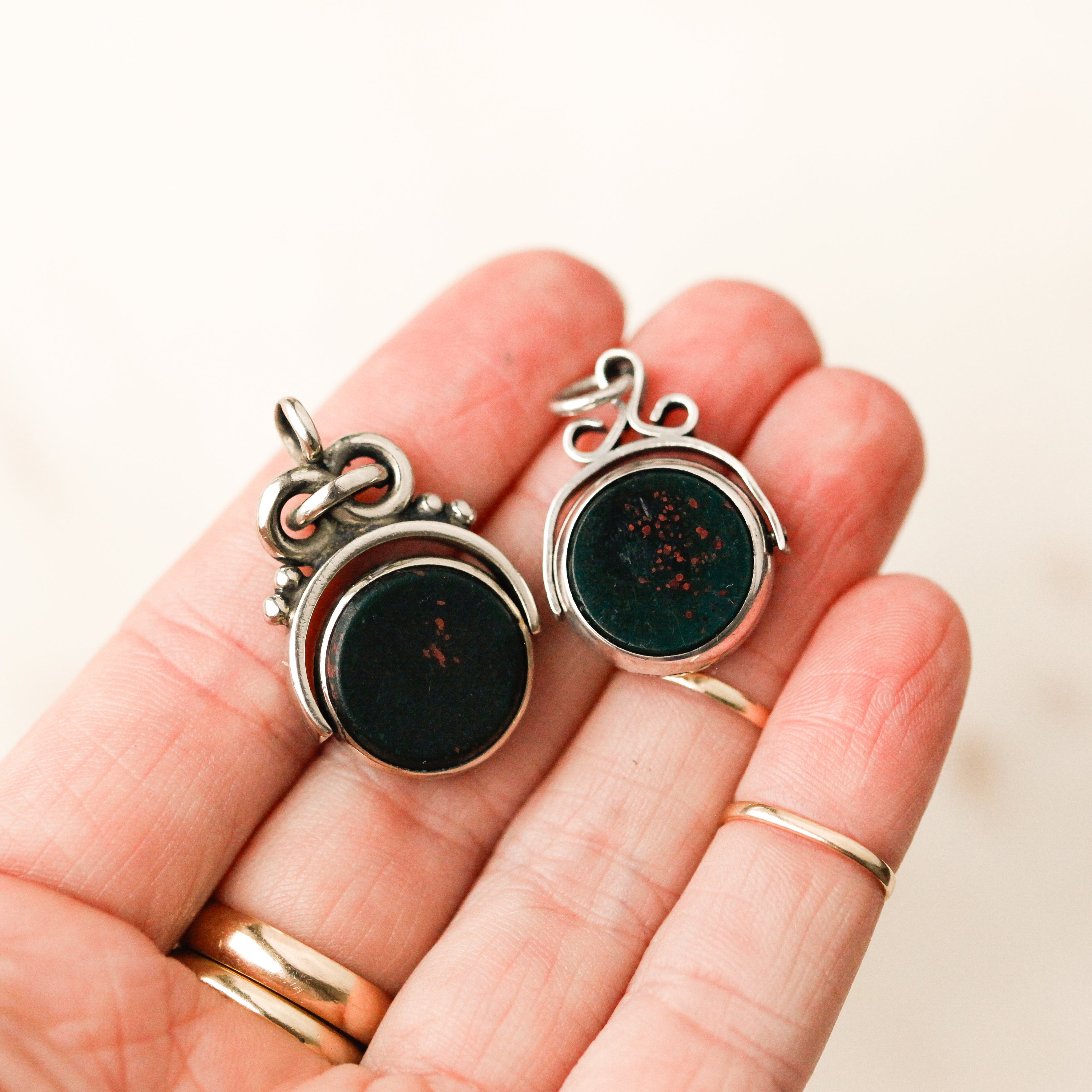 Custom Sterling Silver Round Gilded Victorian Fobs