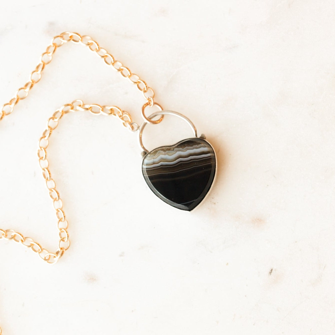 Agate Lover's Lock Necklace