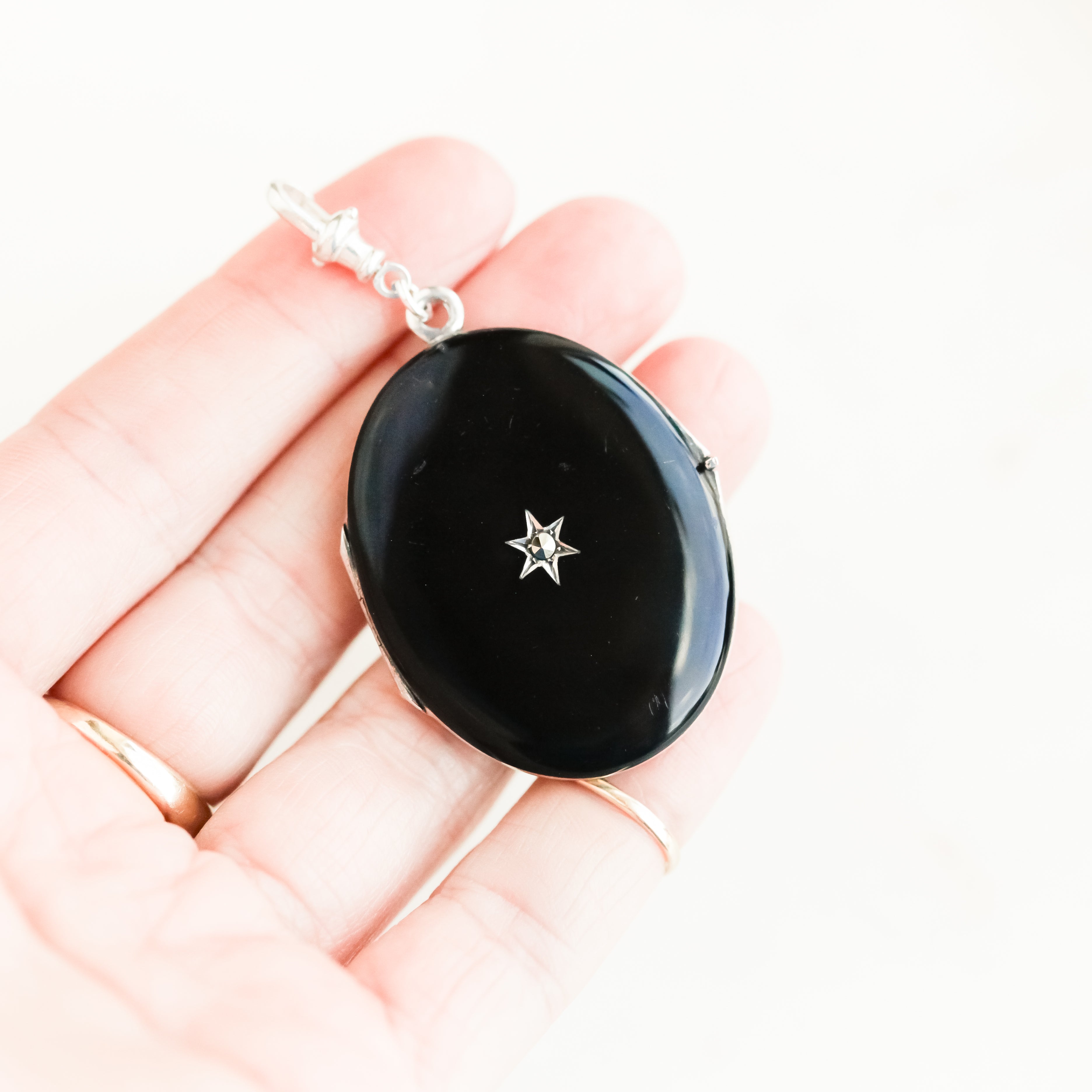 Edwardian Celestial Black Enamel Locket