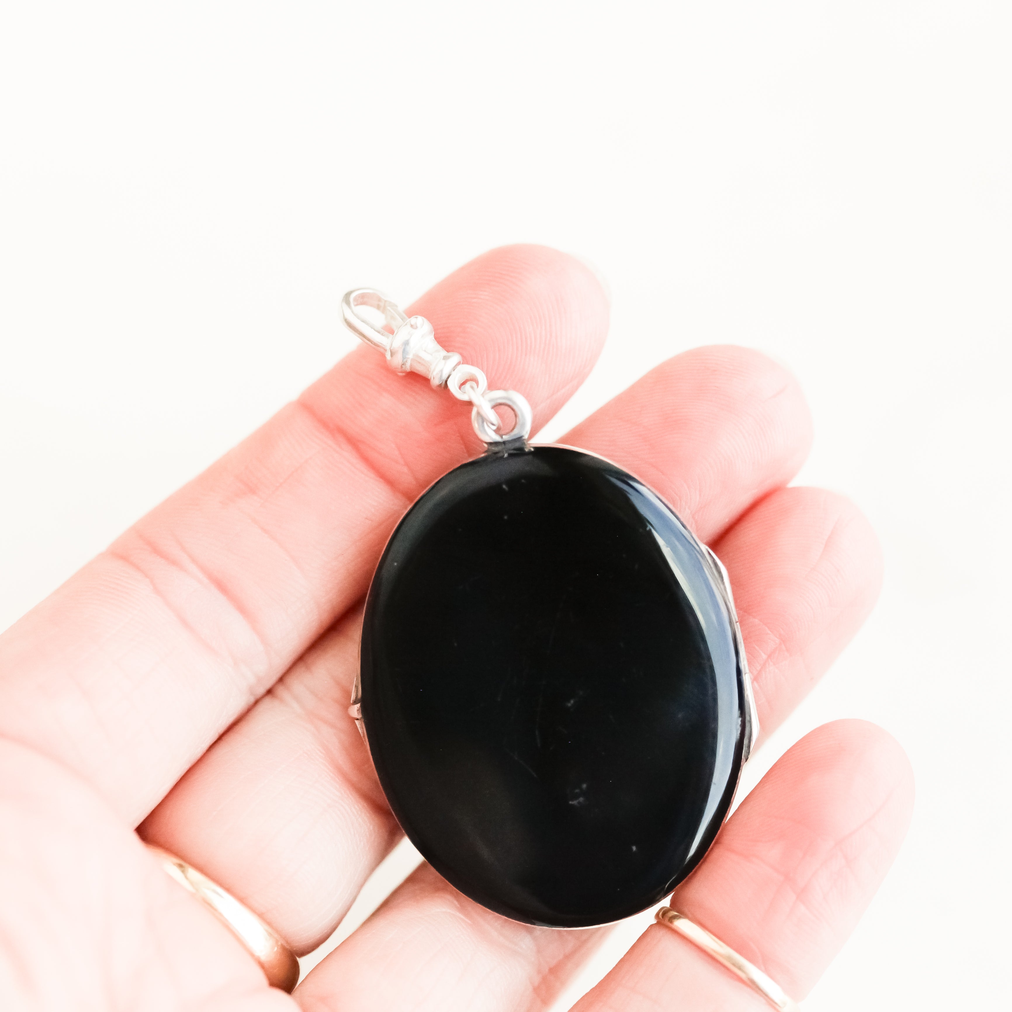 Edwardian Celestial Black Enamel Locket
