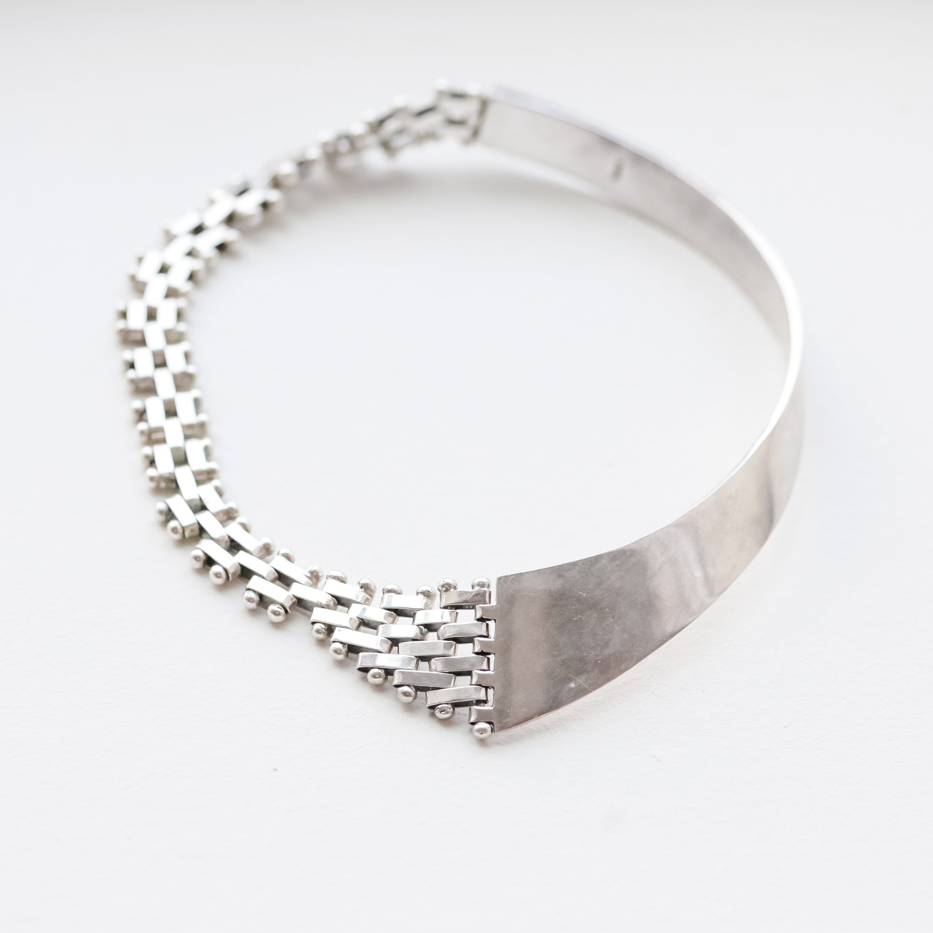 MidMod Sterling Silver Cuff and Chain Necklace