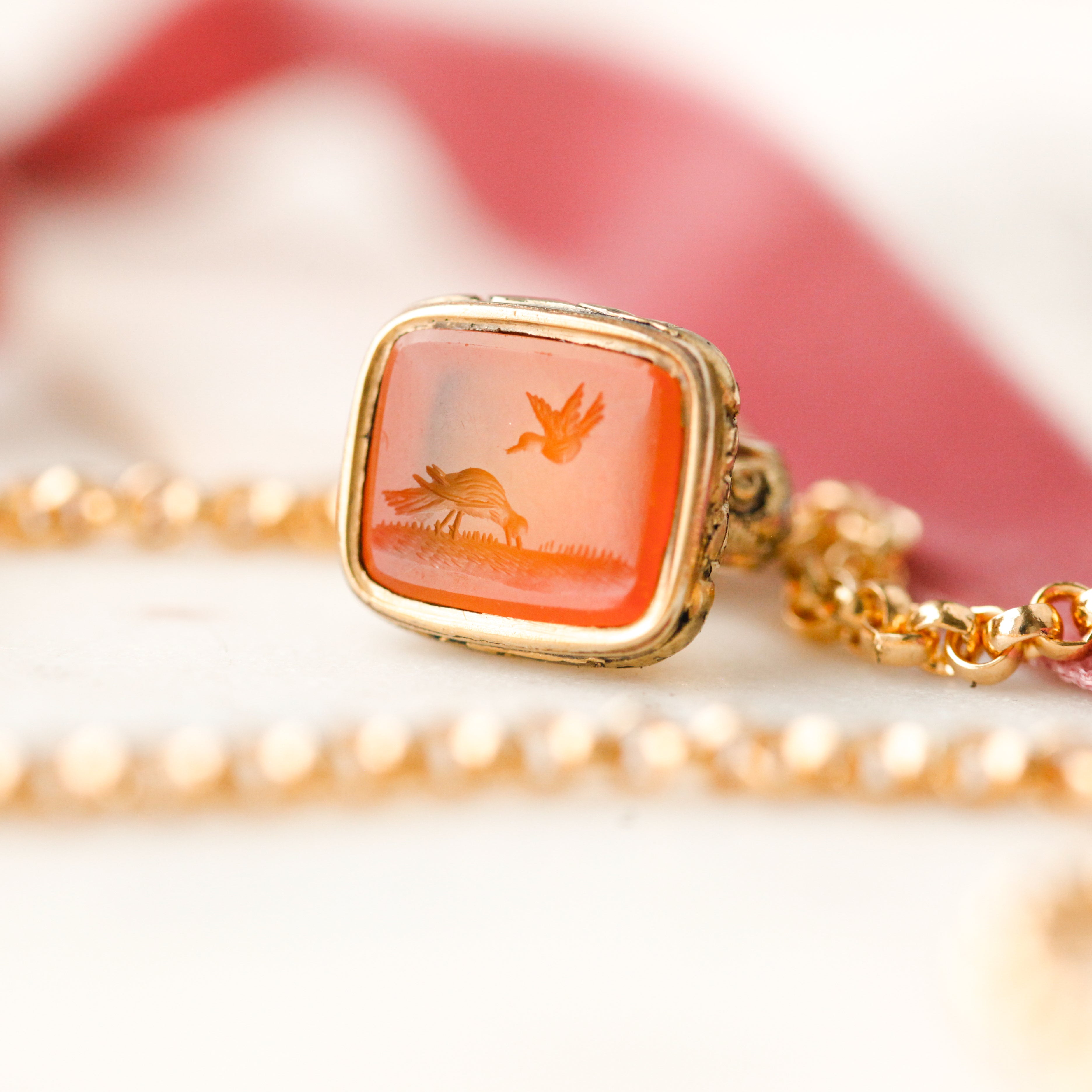 Intaglio Doves Fob Pendant