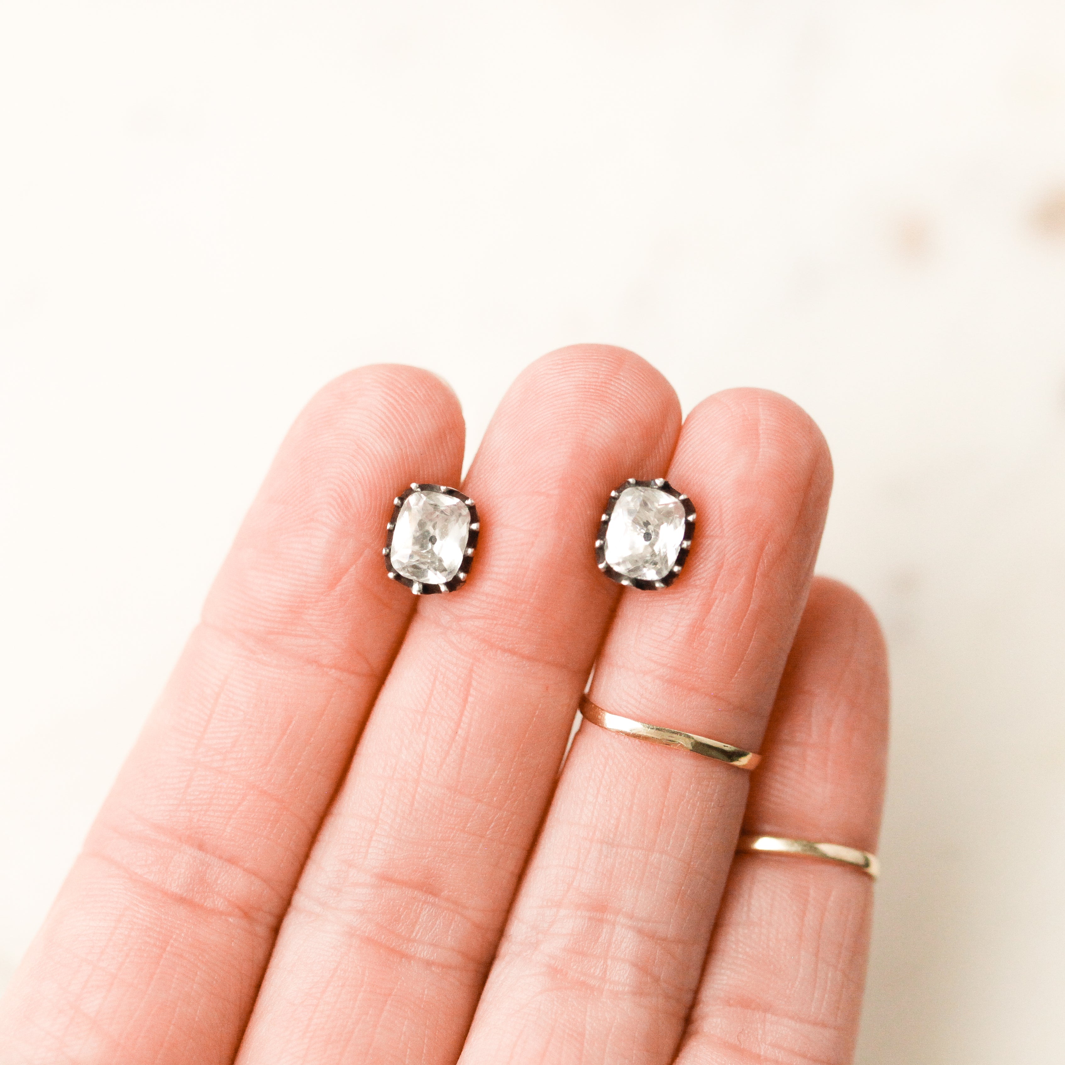 Georgian Black Dot Paste Rivière Earrings