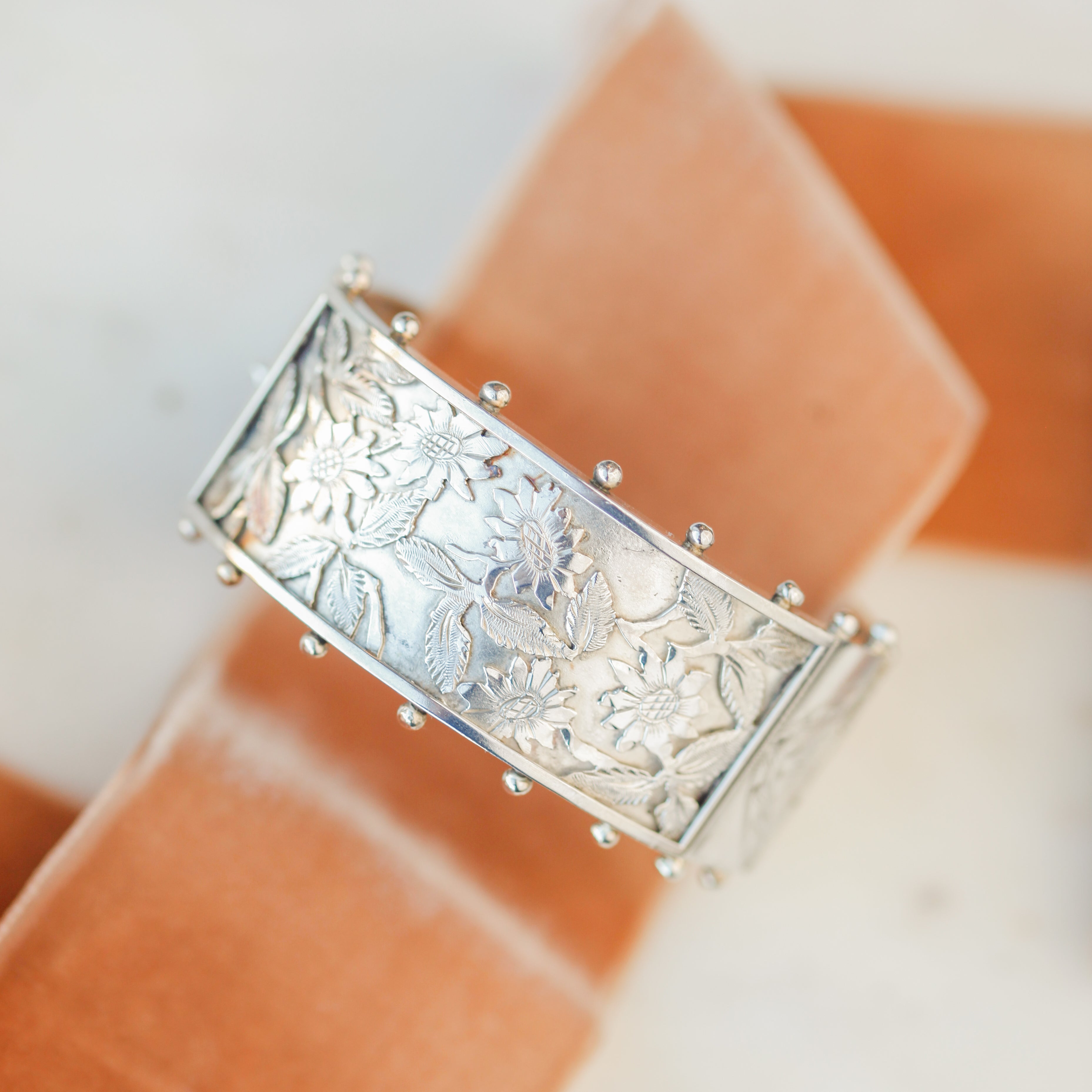 Floral Victorian Sterling Bangle