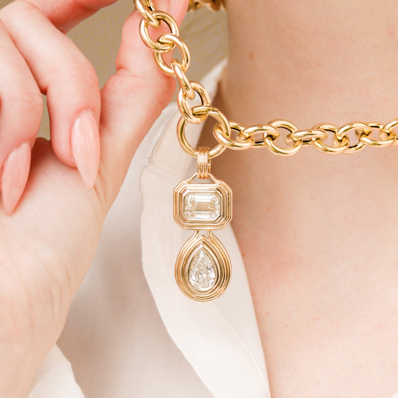 Duo Celene Pendant with Diamonds