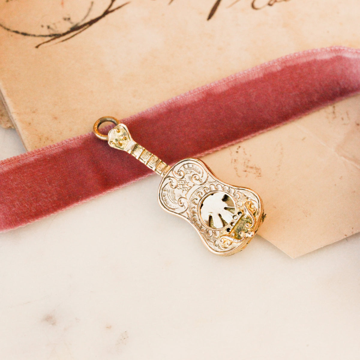 Victorian Guitar Vinaigrette Pendant