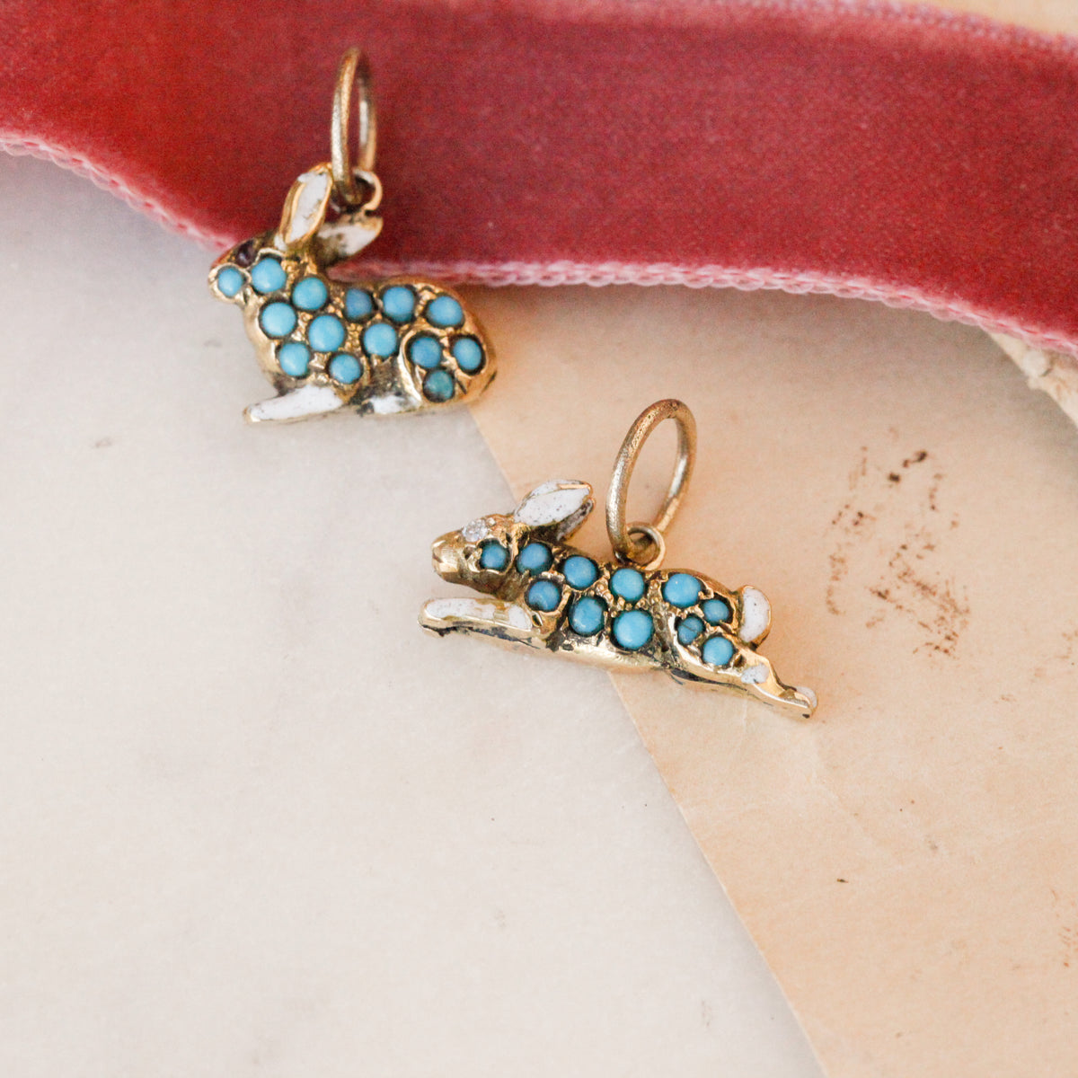 Cottontail Enameled Turquoise Enamel Charms