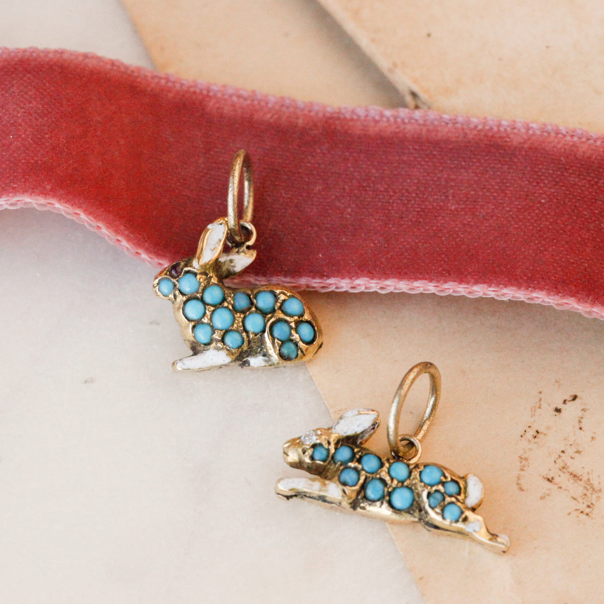 Cottontail Enameled Turquoise Enamel Charms