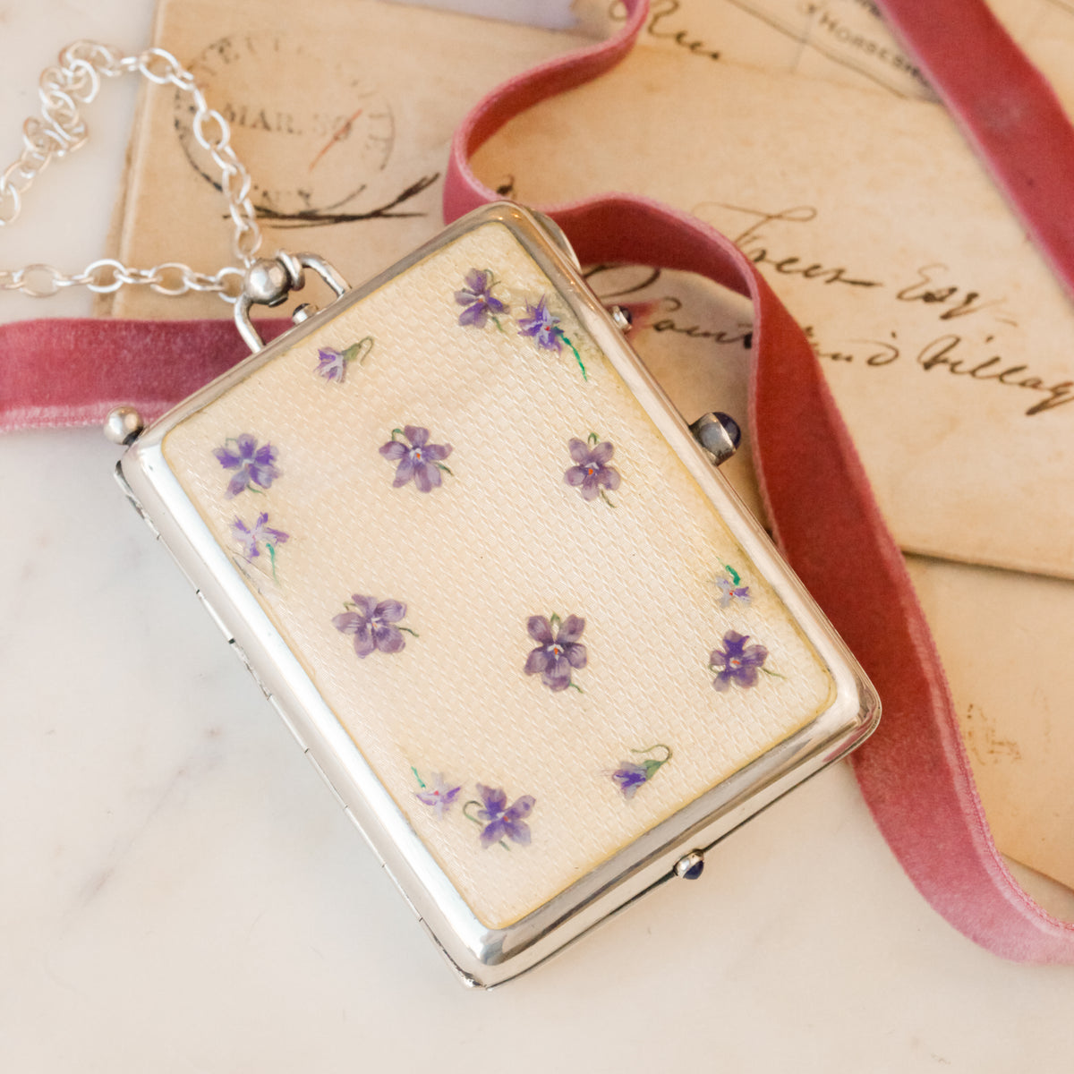 Louis Kuppenheim Enameled Iris and Sapphire Minaudière