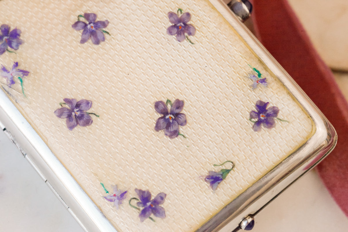 Louis Kuppenheim Enameled Iris and Sapphire Minaudière