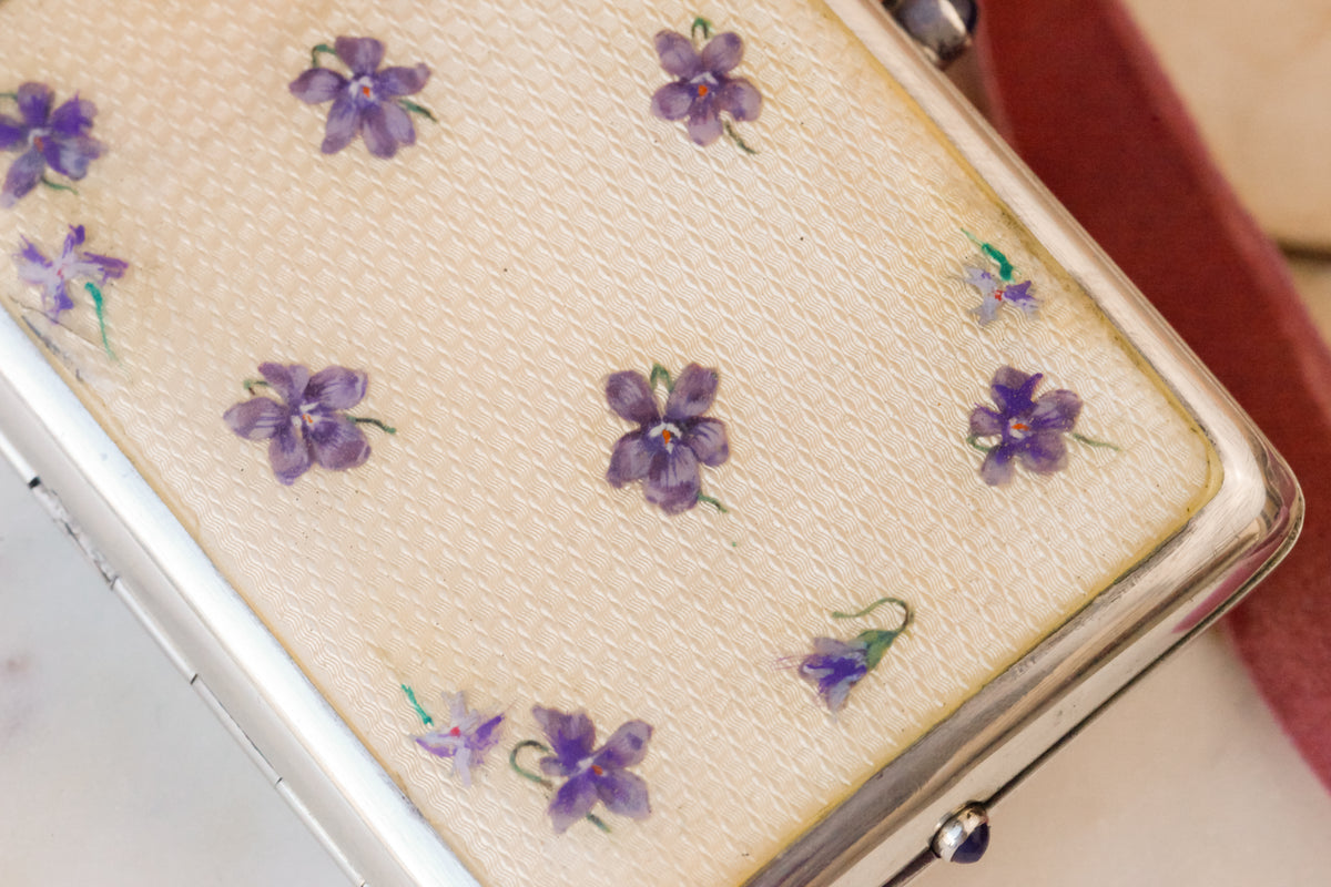Louis Kuppenheim Enameled Iris and Sapphire Minaudière