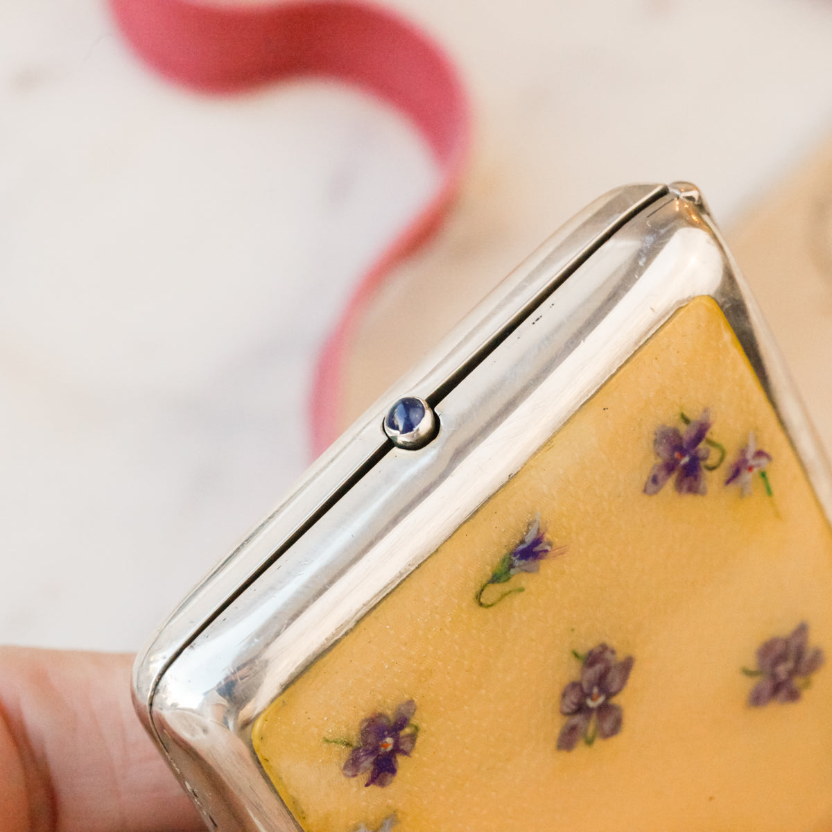 Louis Kuppenheim Enameled Iris and Sapphire Minaudière