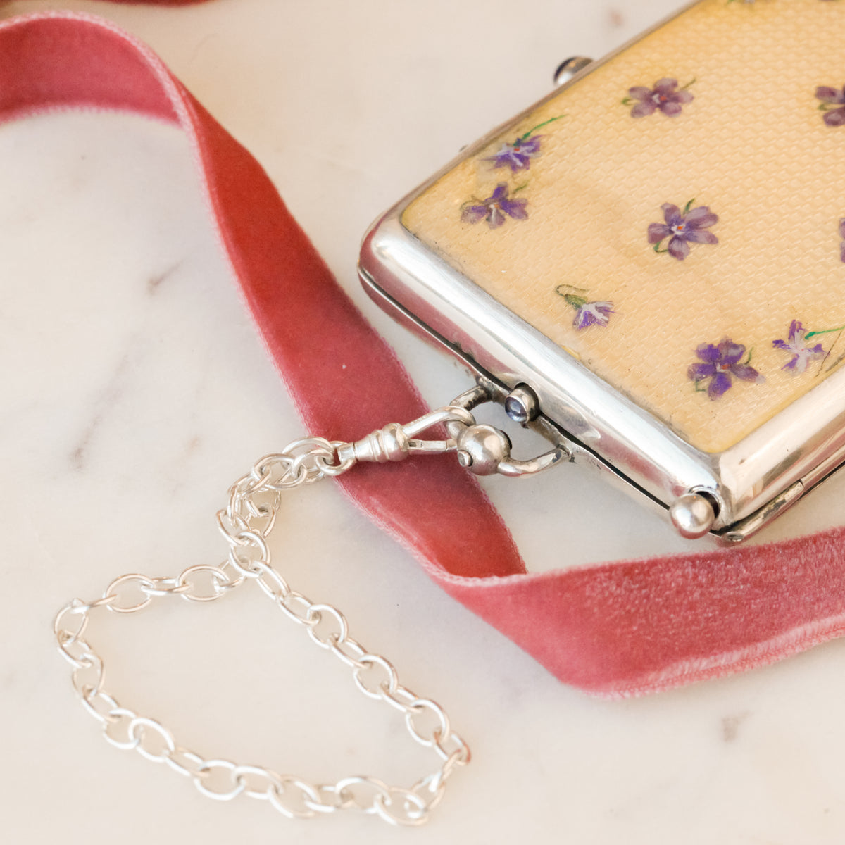 Louis Kuppenheim Enameled Iris and Sapphire Minaudière
