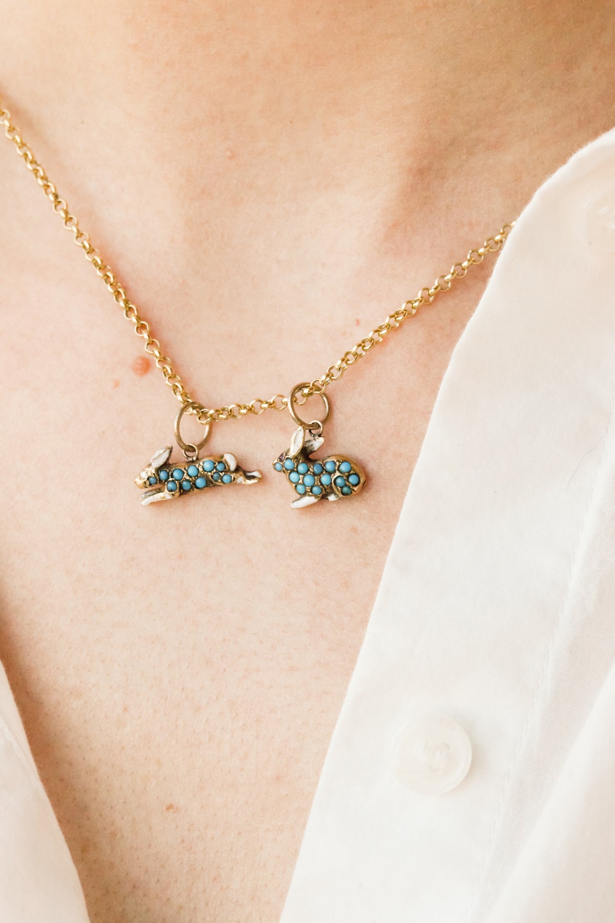 Cottontail Enameled Turquoise Enamel Charms