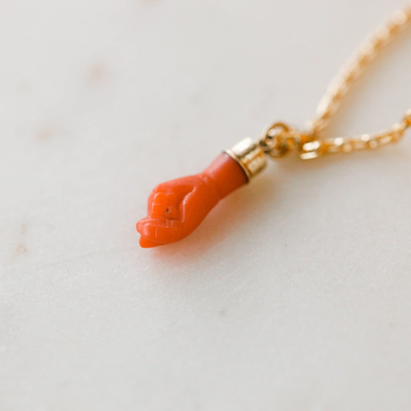 Coral Figa Fist Charm Necklace