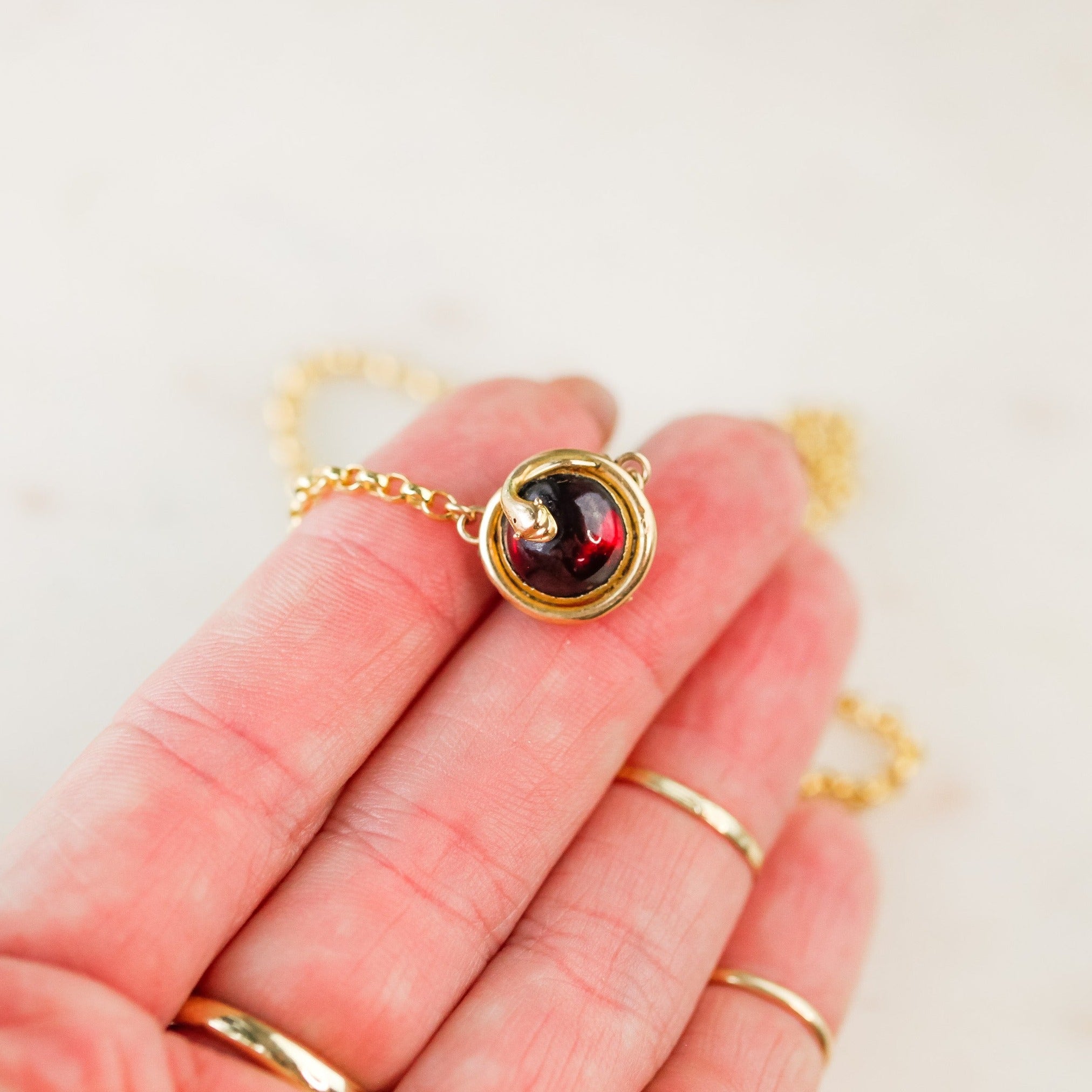 Cleo Garnet Serpent Necklaces