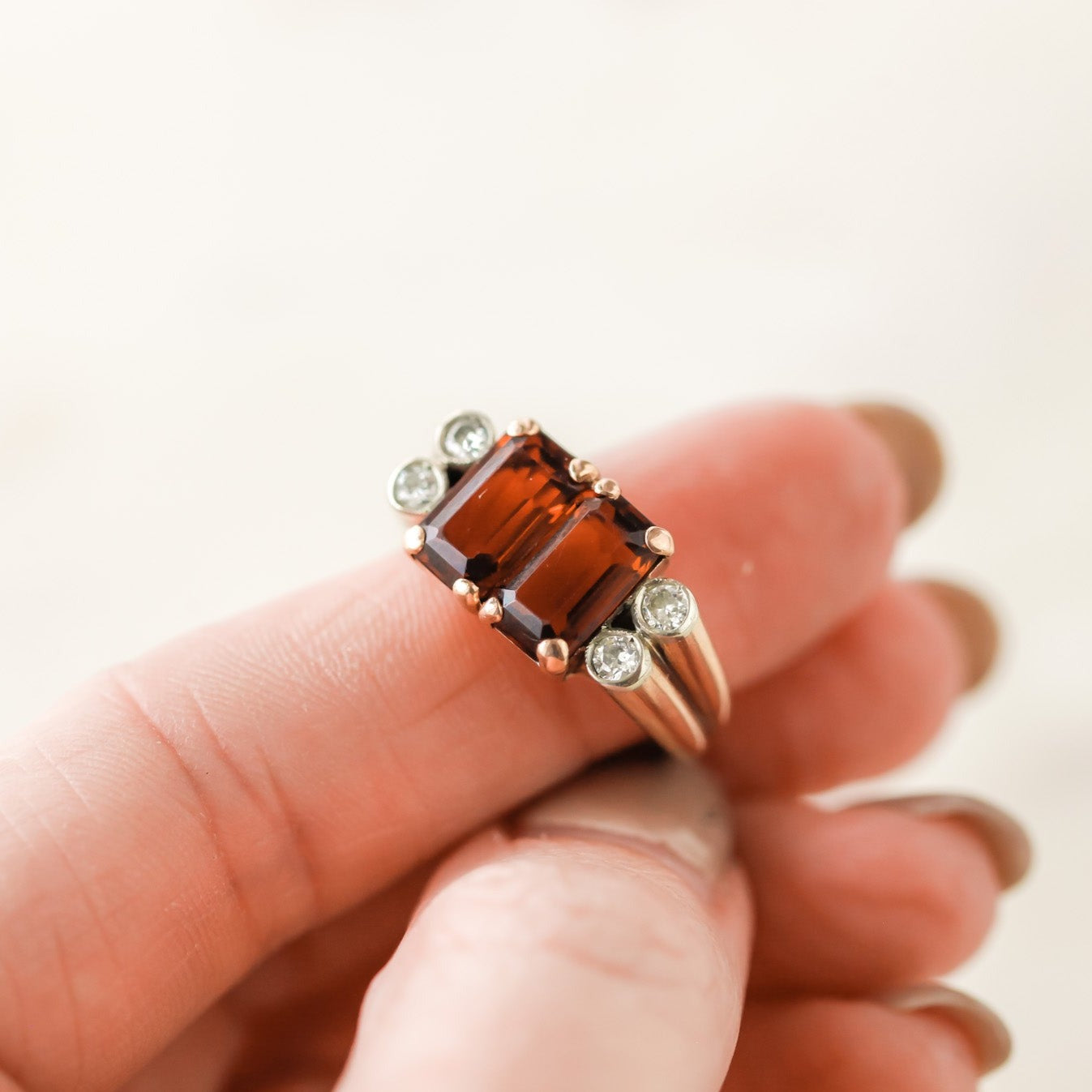 Dalmone Garnet + Diamond Cocktail Ring