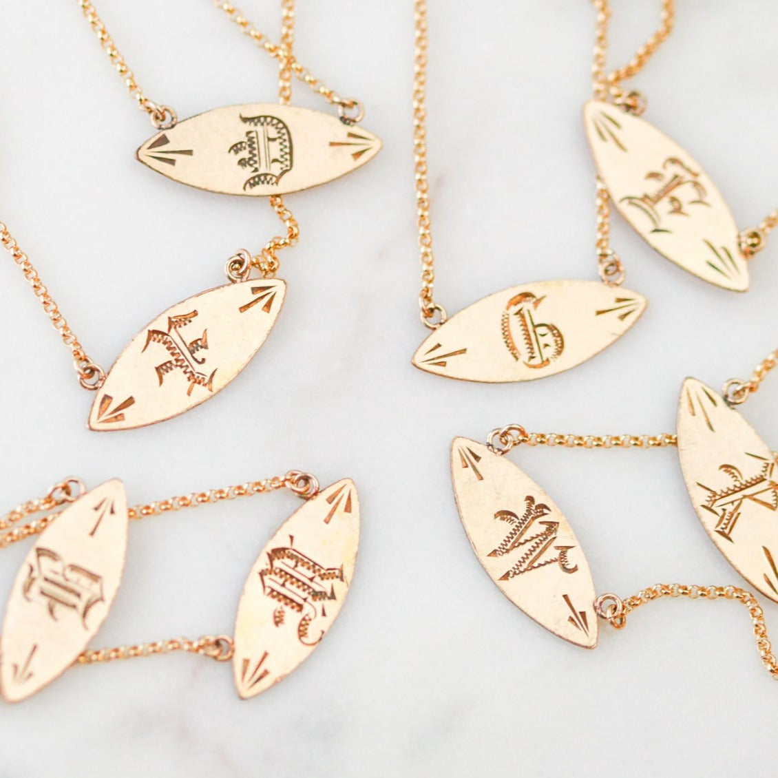 Victorian Engraved Initial Pendants