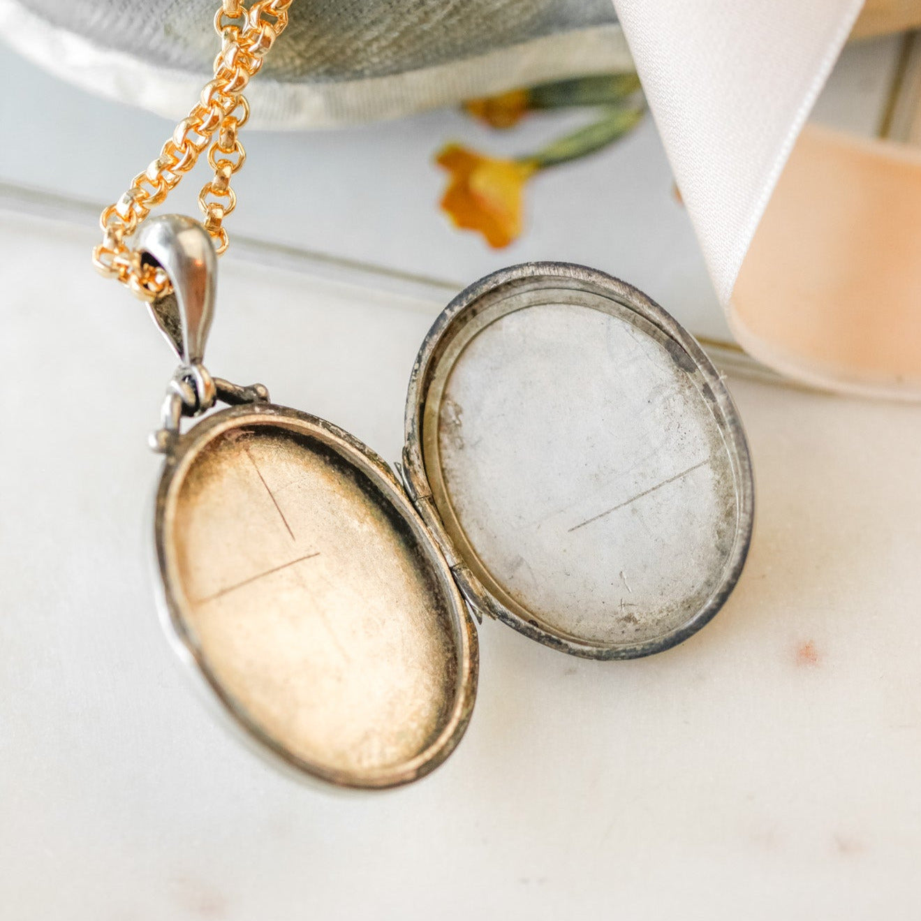 Nadia Engraved Silver Locket