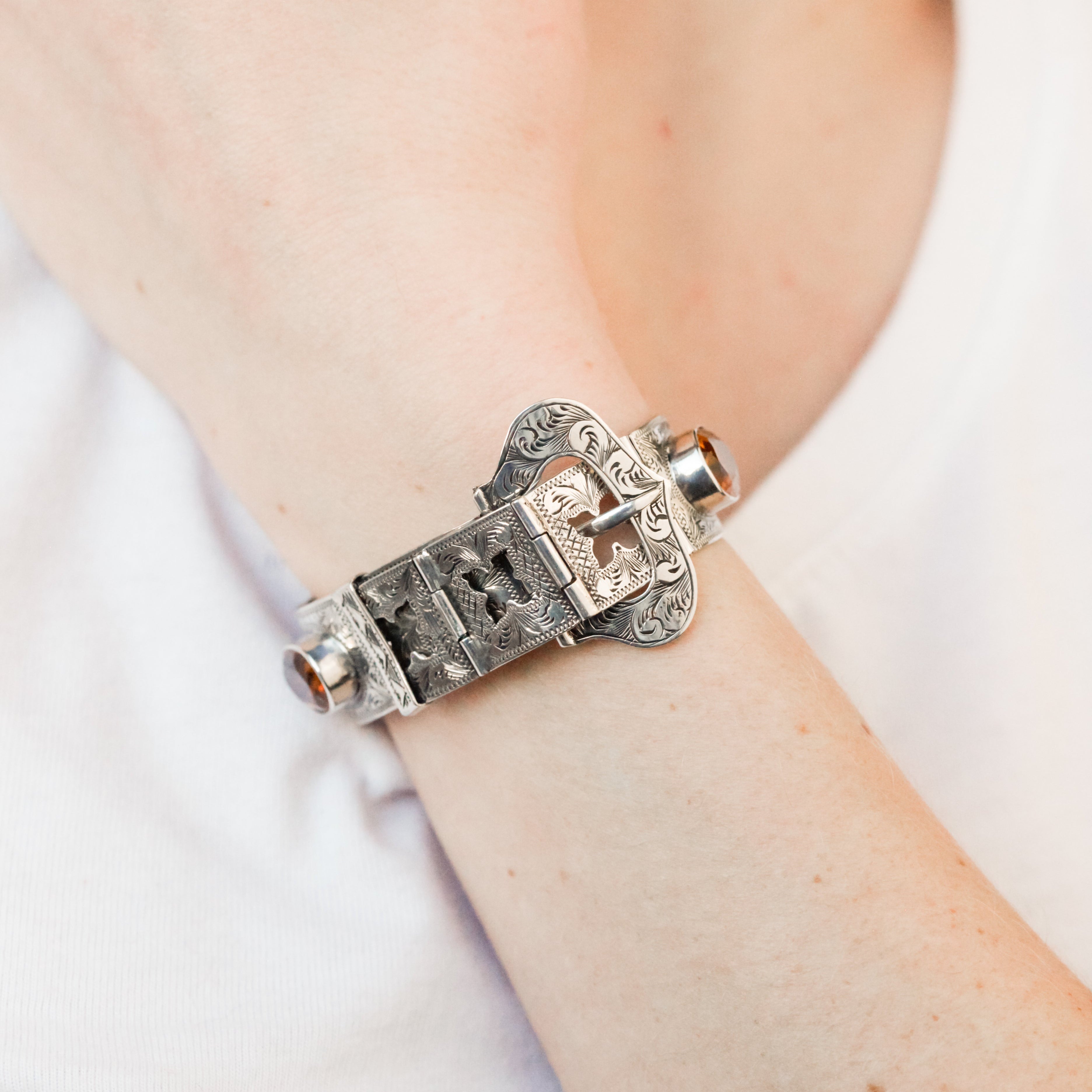 Lena Sterling Citrine Buckle Bracelet