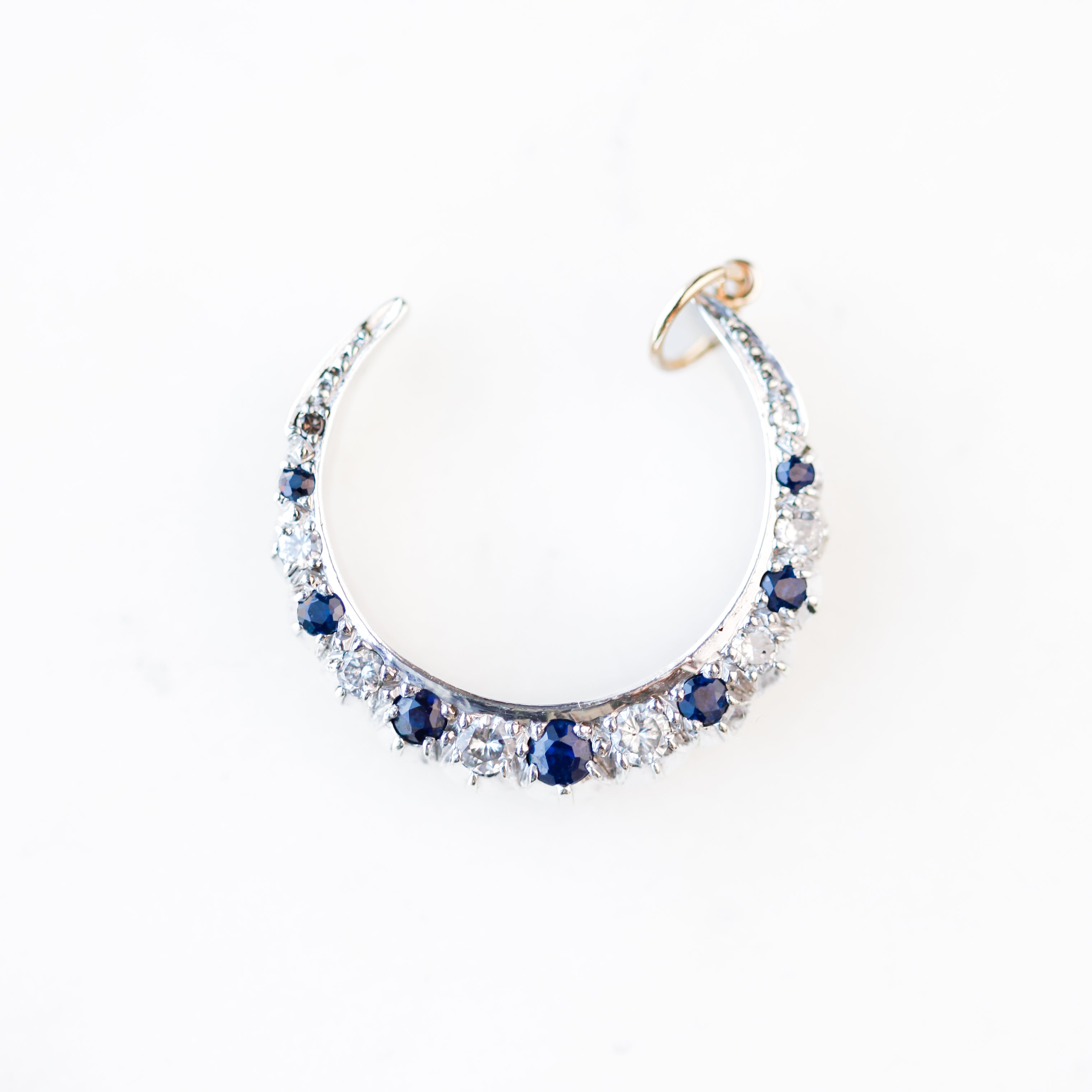 Adeline Sapphire + Diamond Crescent Charm