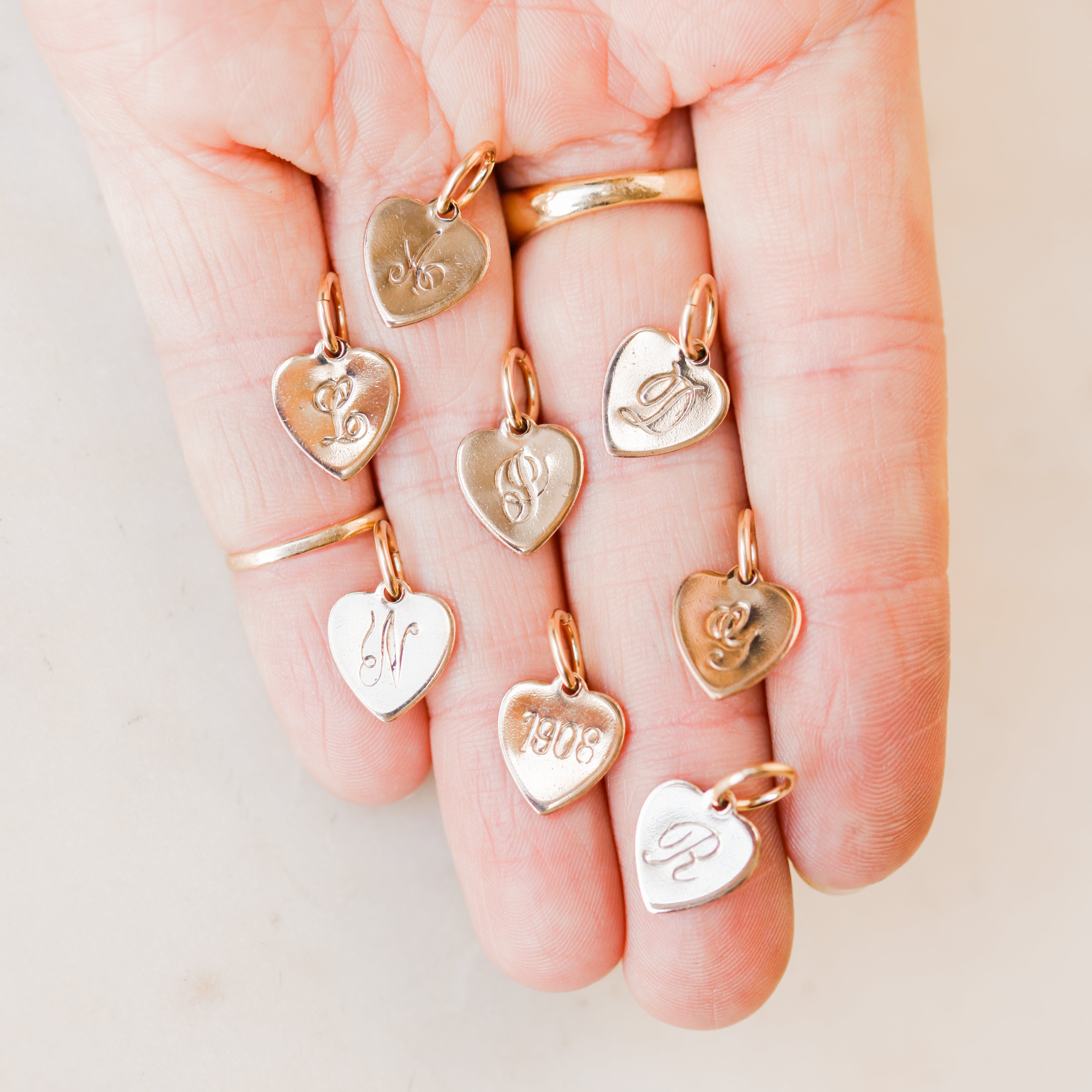 Heart Initial Charms