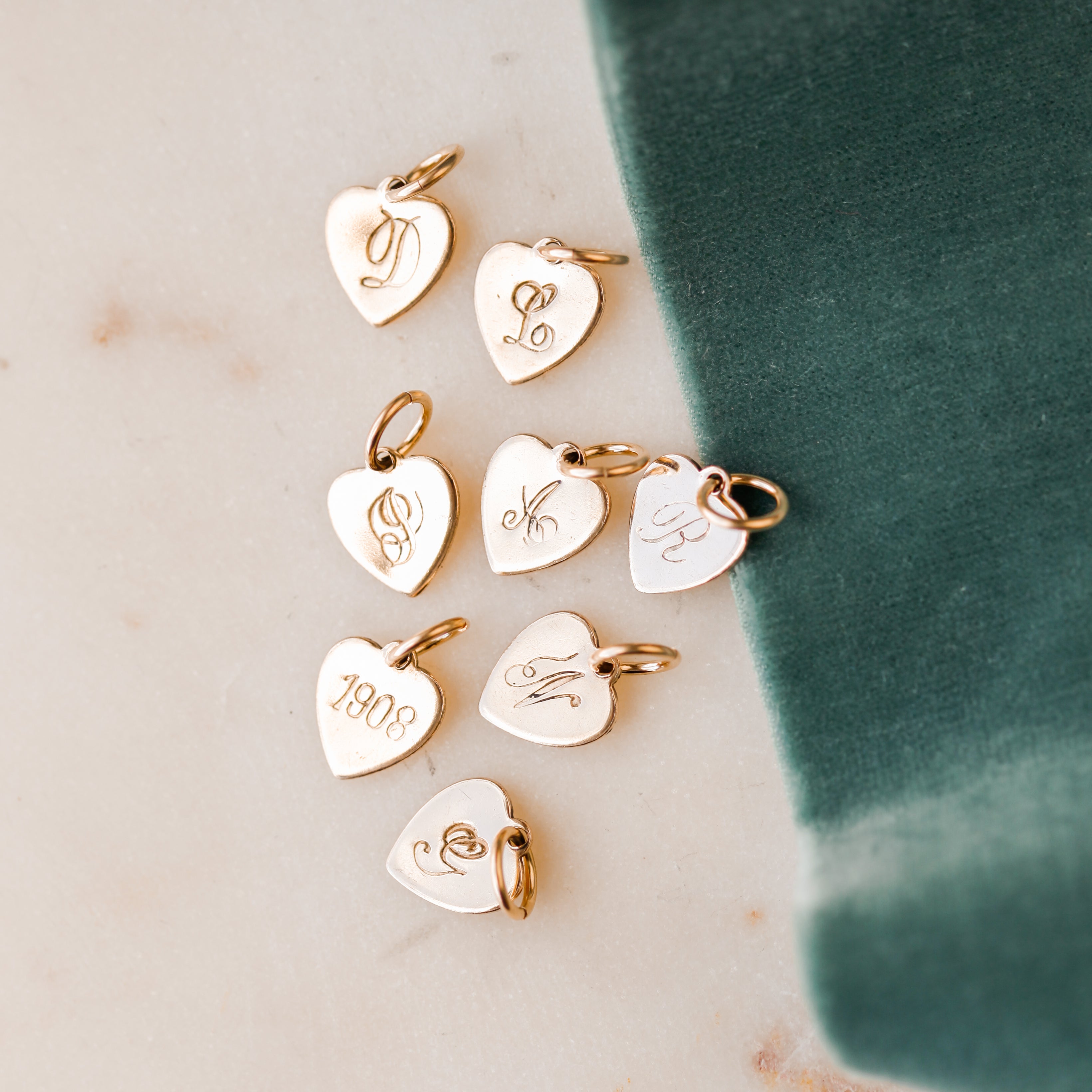 Heart Initial Charms