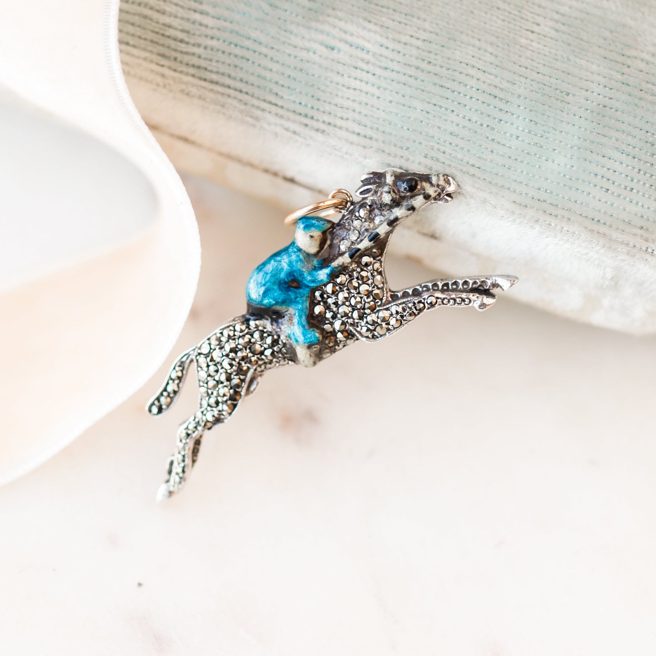 Enameled Horse and Jockey Charm