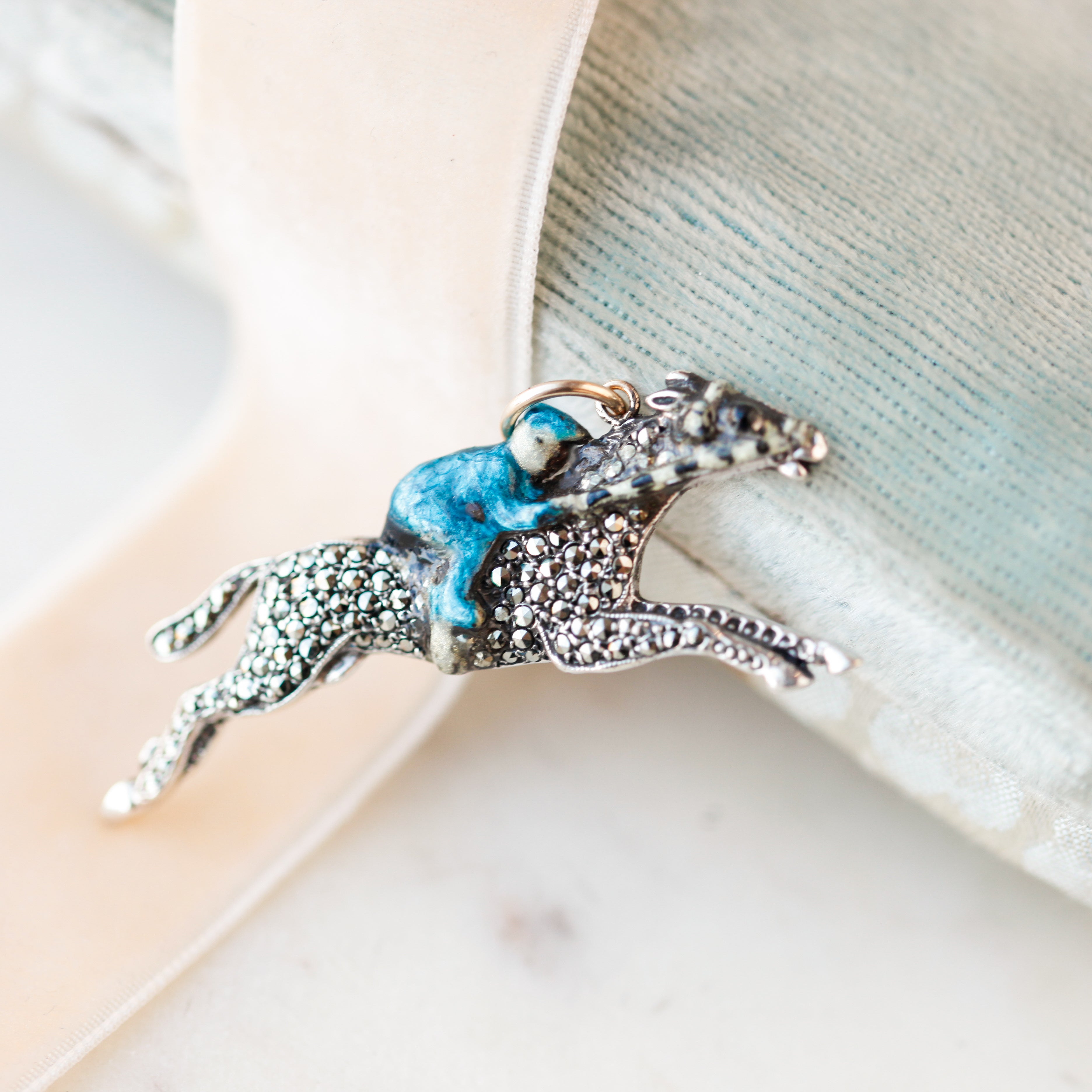 Enameled Horse and Jockey Charm