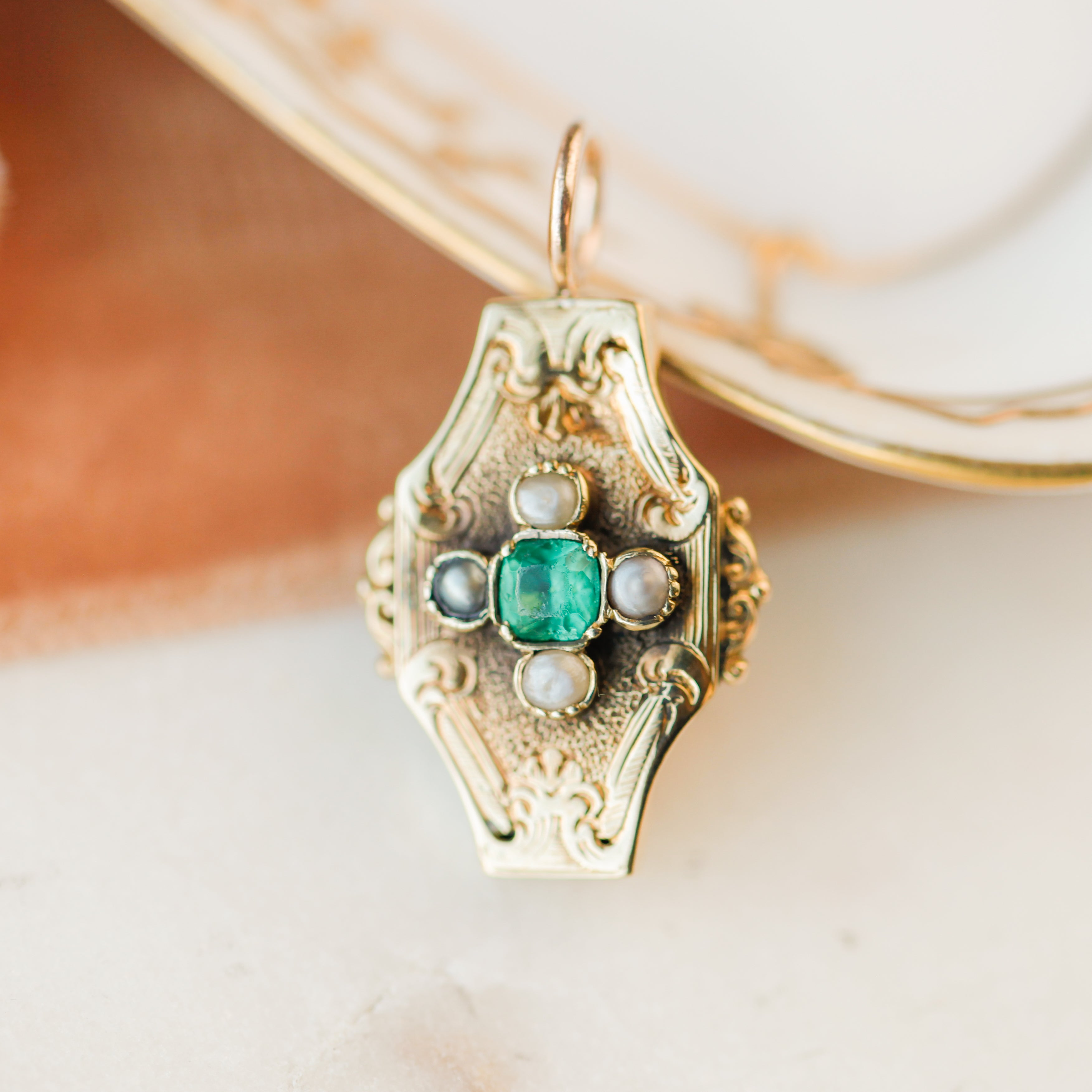 Ella Emerald + Pearl Pendant
