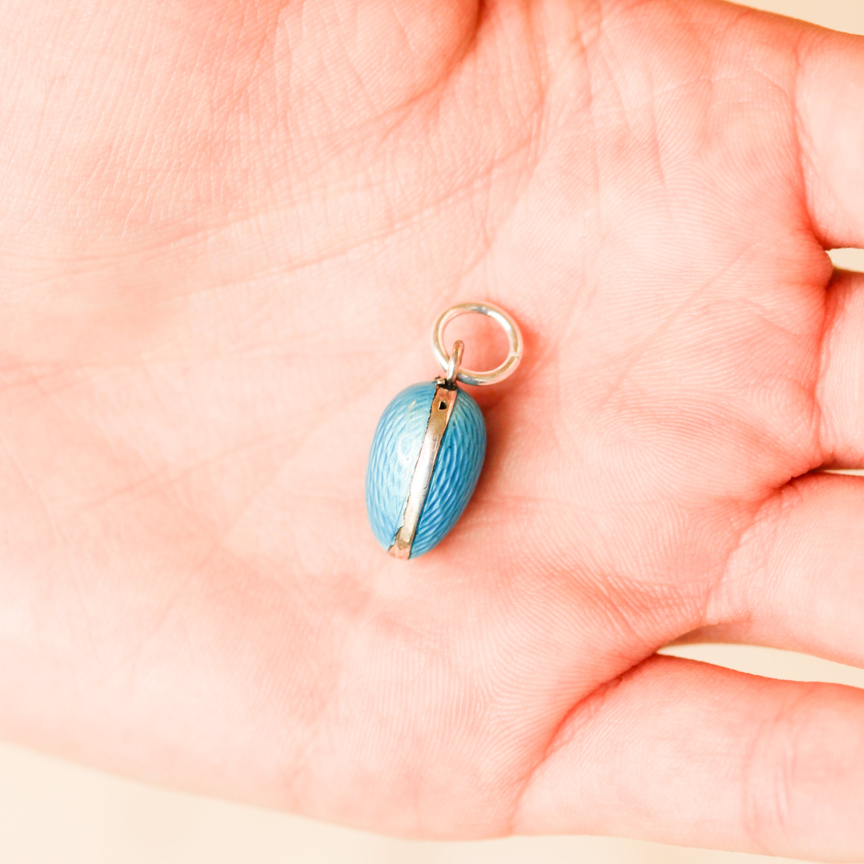 Guilloché Enameled Egg Pendant