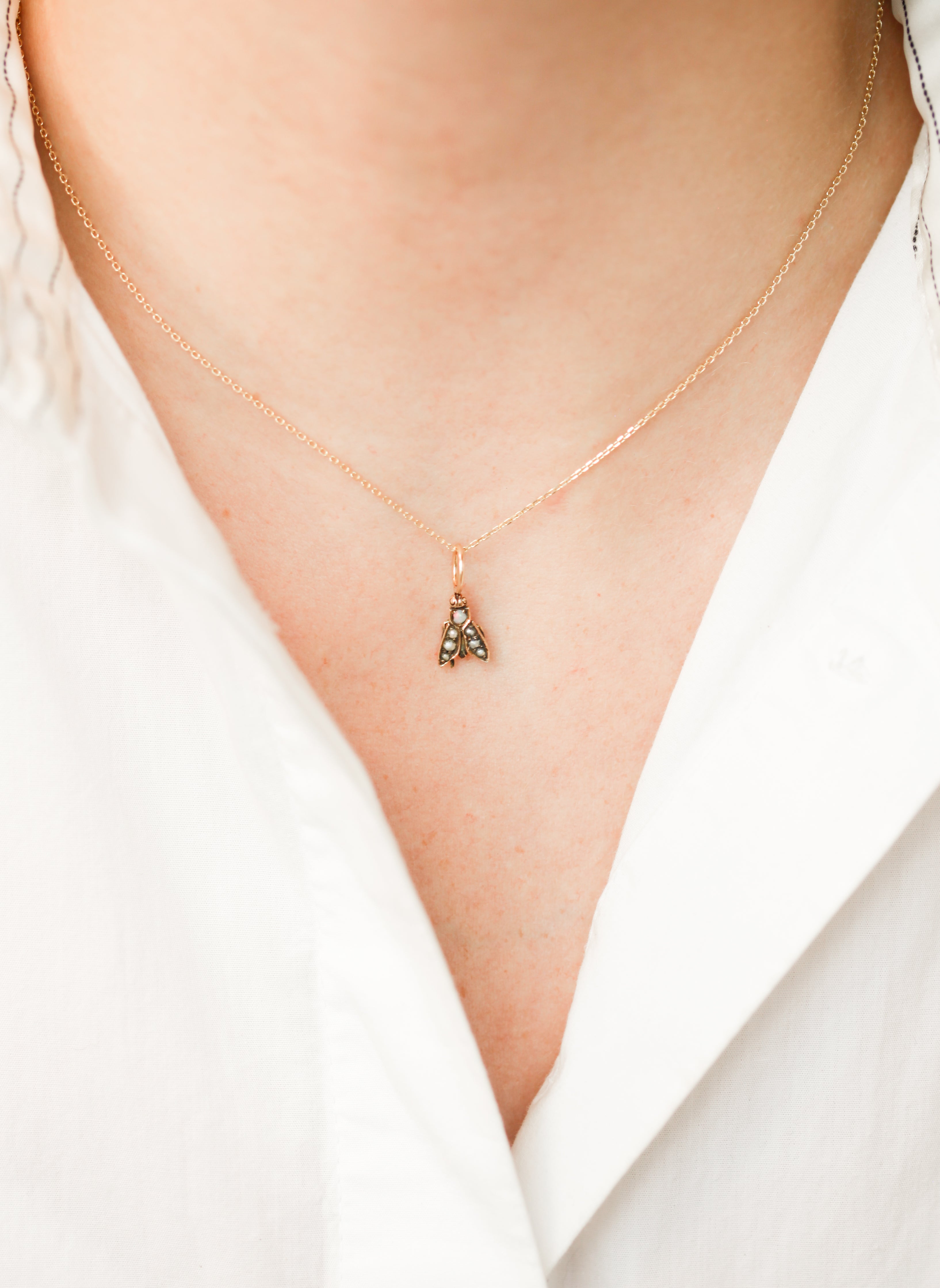 Buzzie Opal and Pearl Insect Charm