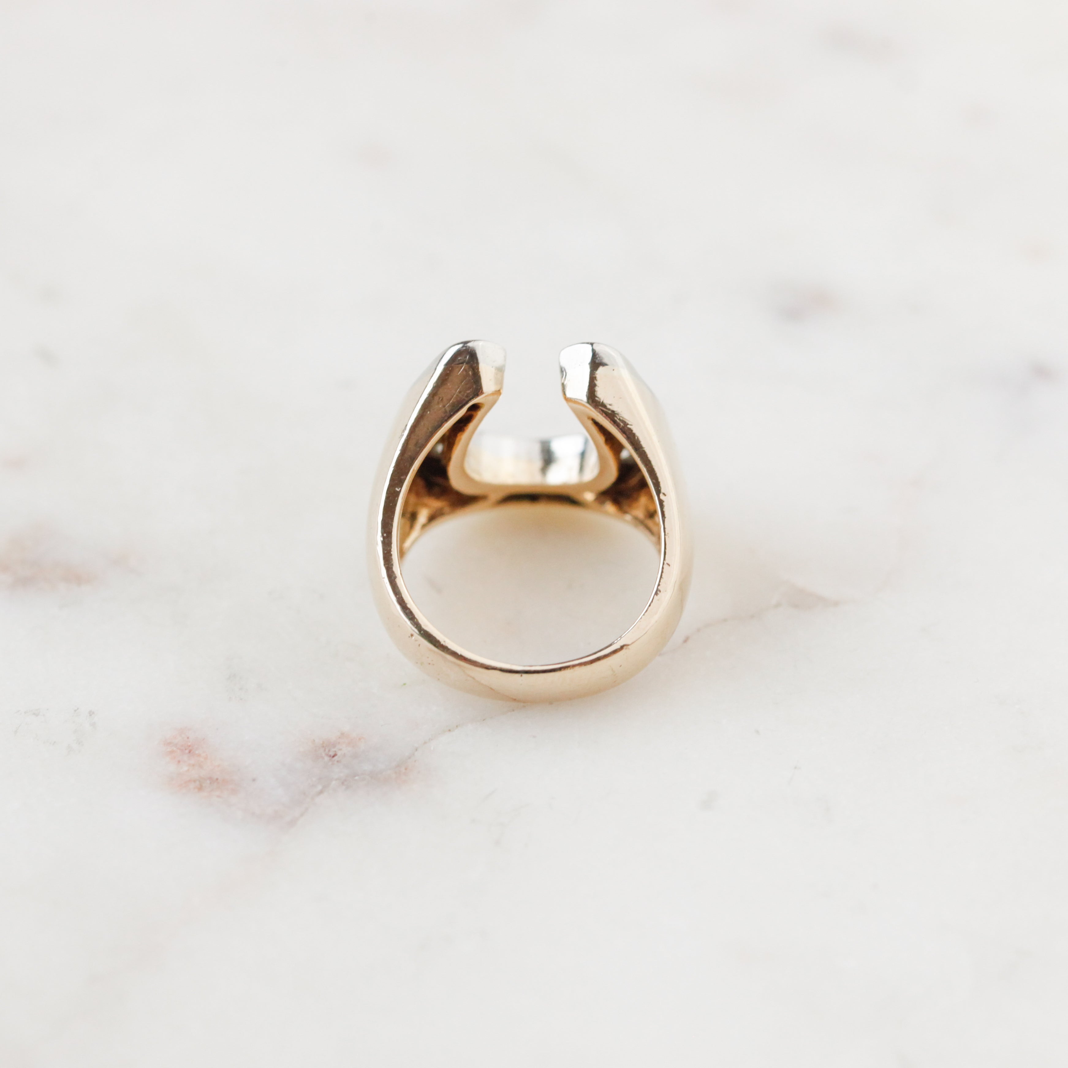 Lucky Diamond + Gold Horseshoe Ring