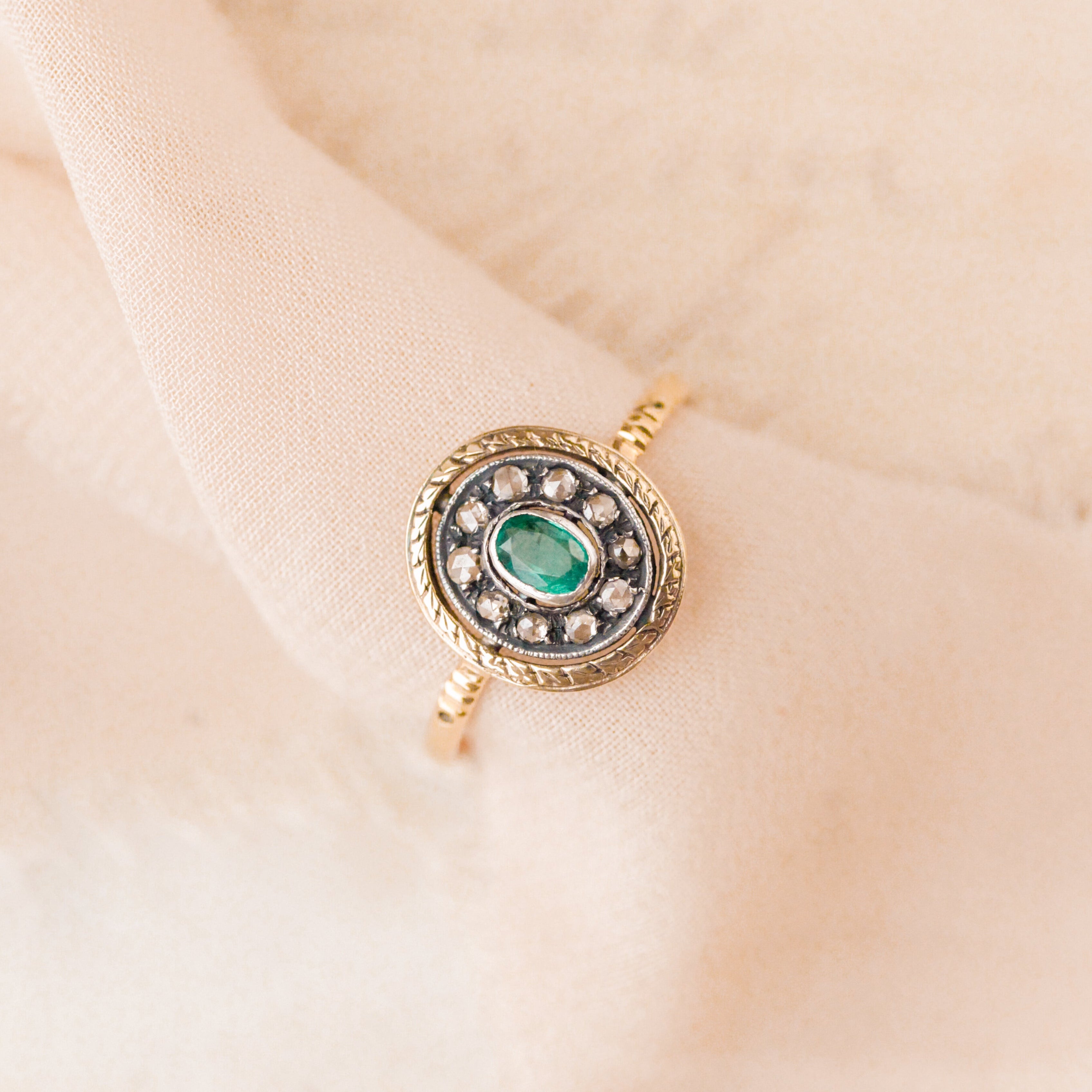 Edwardian Emerald + Diamond Ring