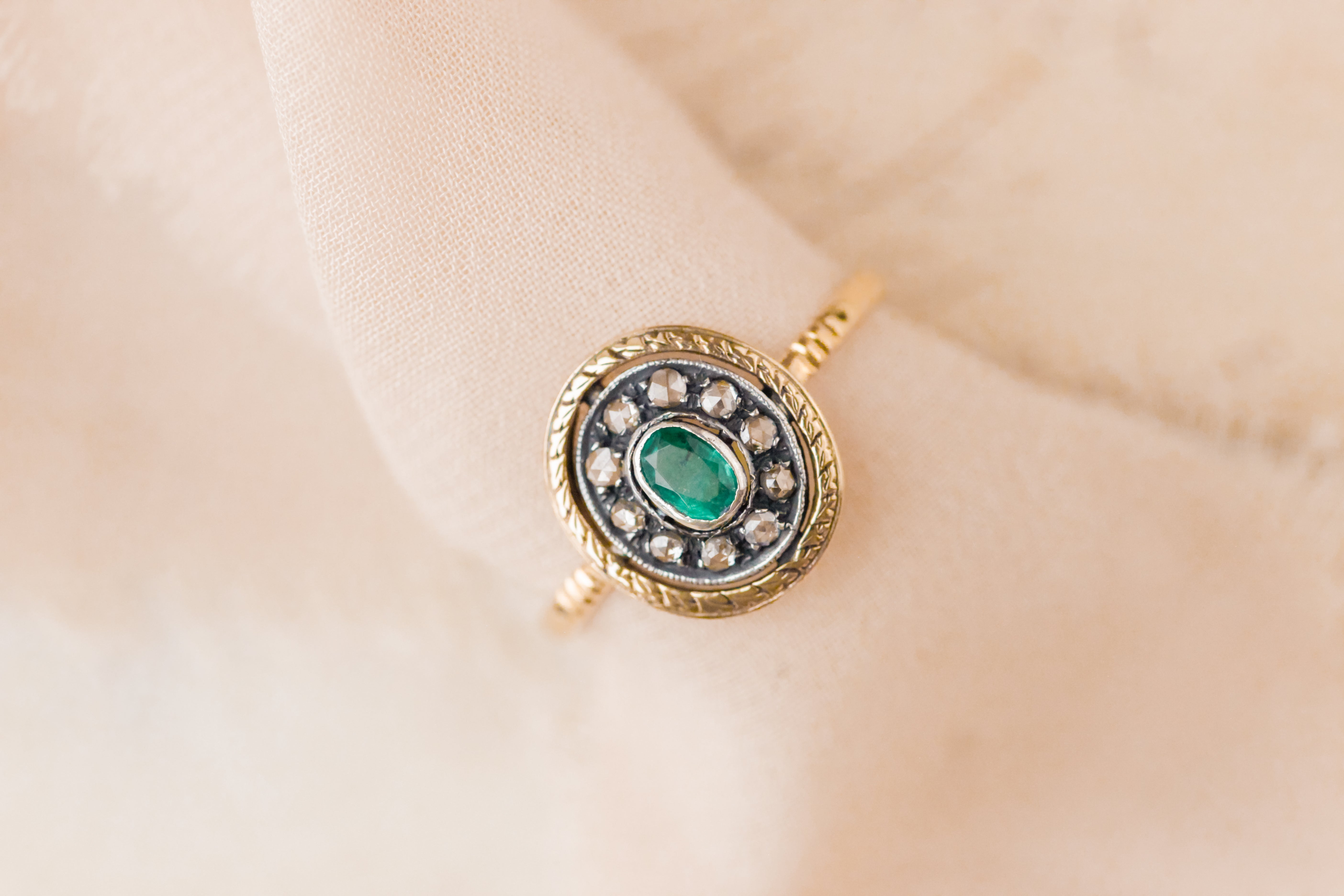 Edwardian Emerald + Diamond Ring