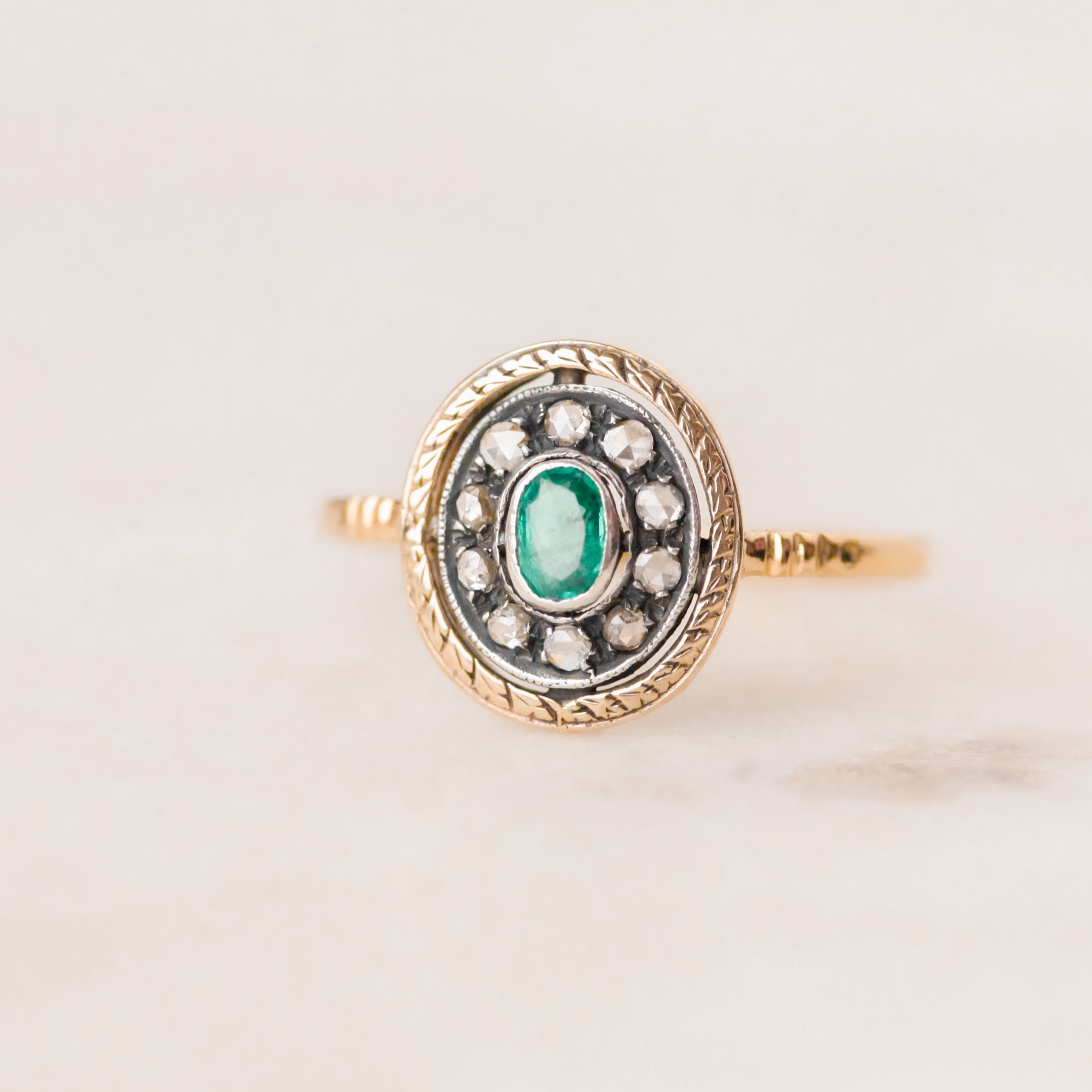 Edwardian Emerald + Diamond Ring