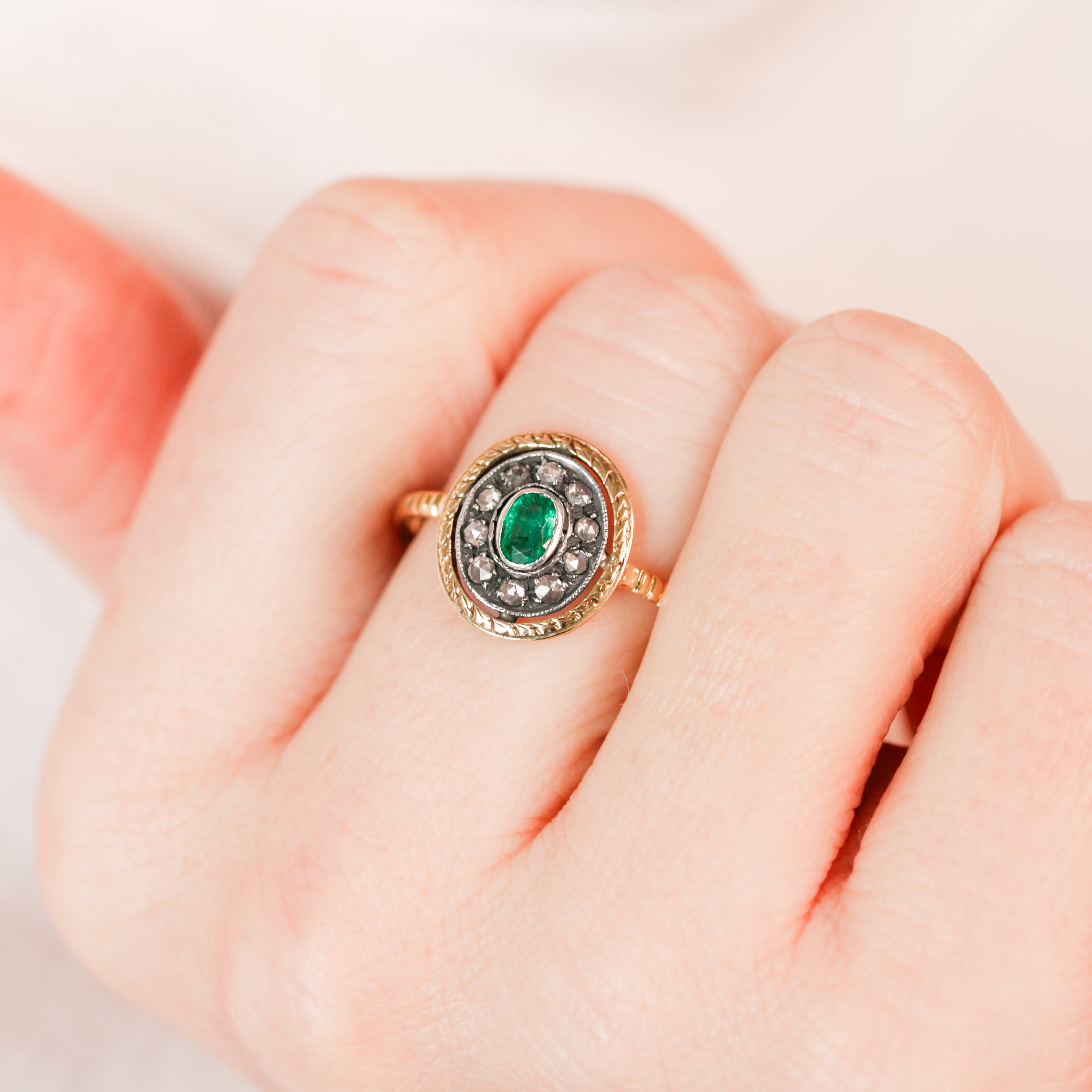 Edwardian Emerald + Diamond Ring