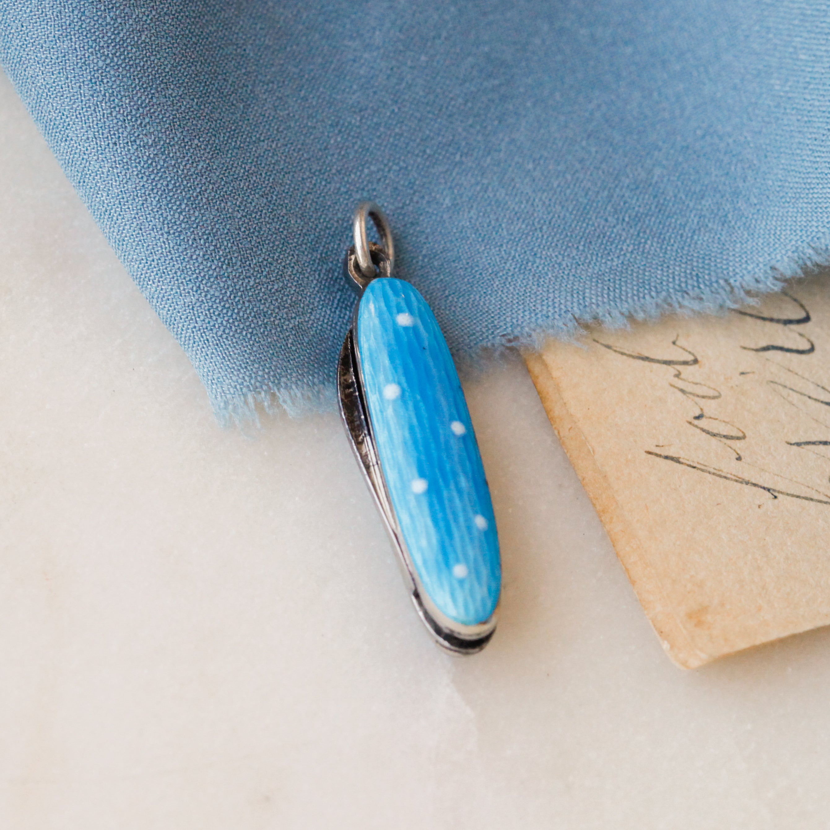 Guilloché Enamel Switchblade Charm