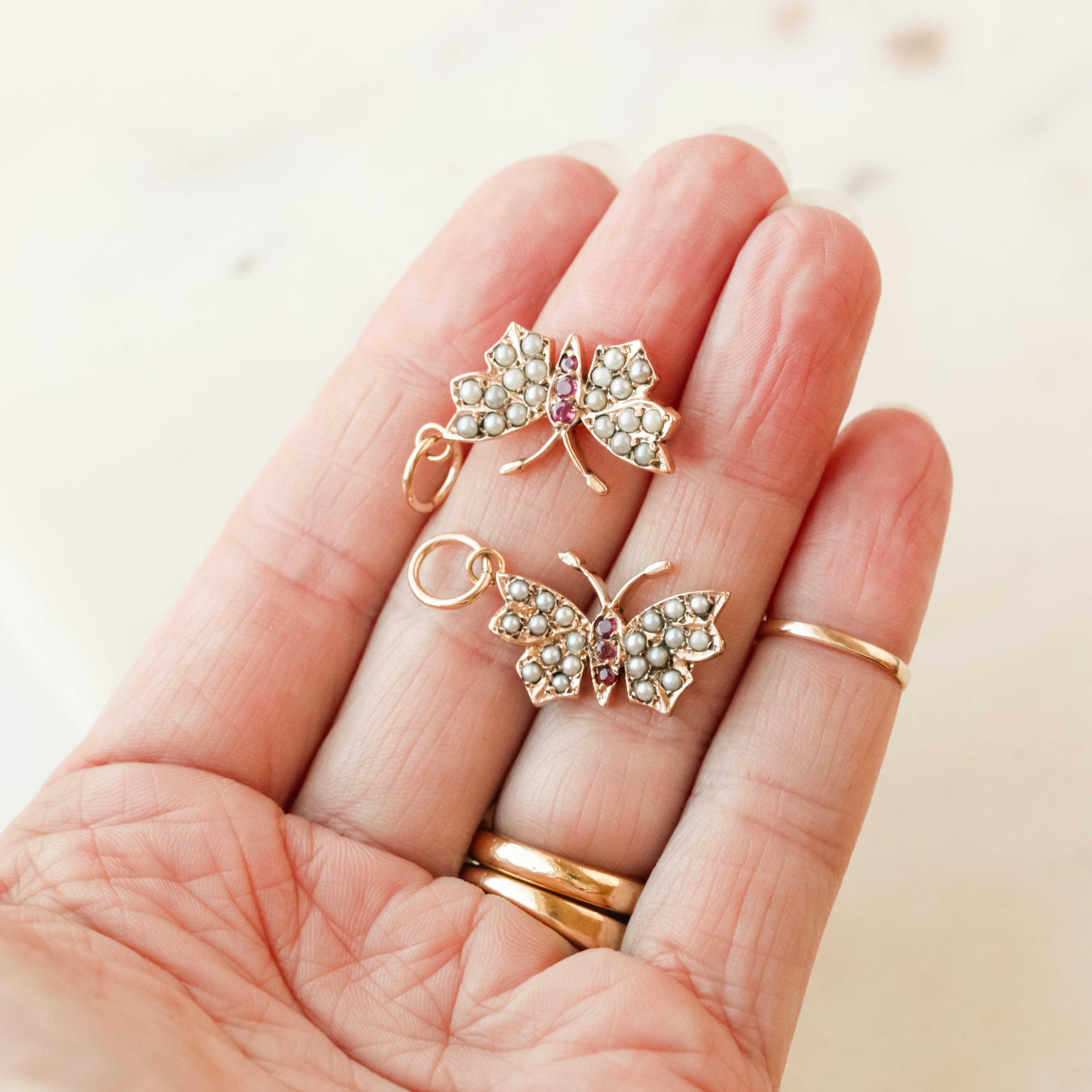 Viola Pearl Butterfly Charms