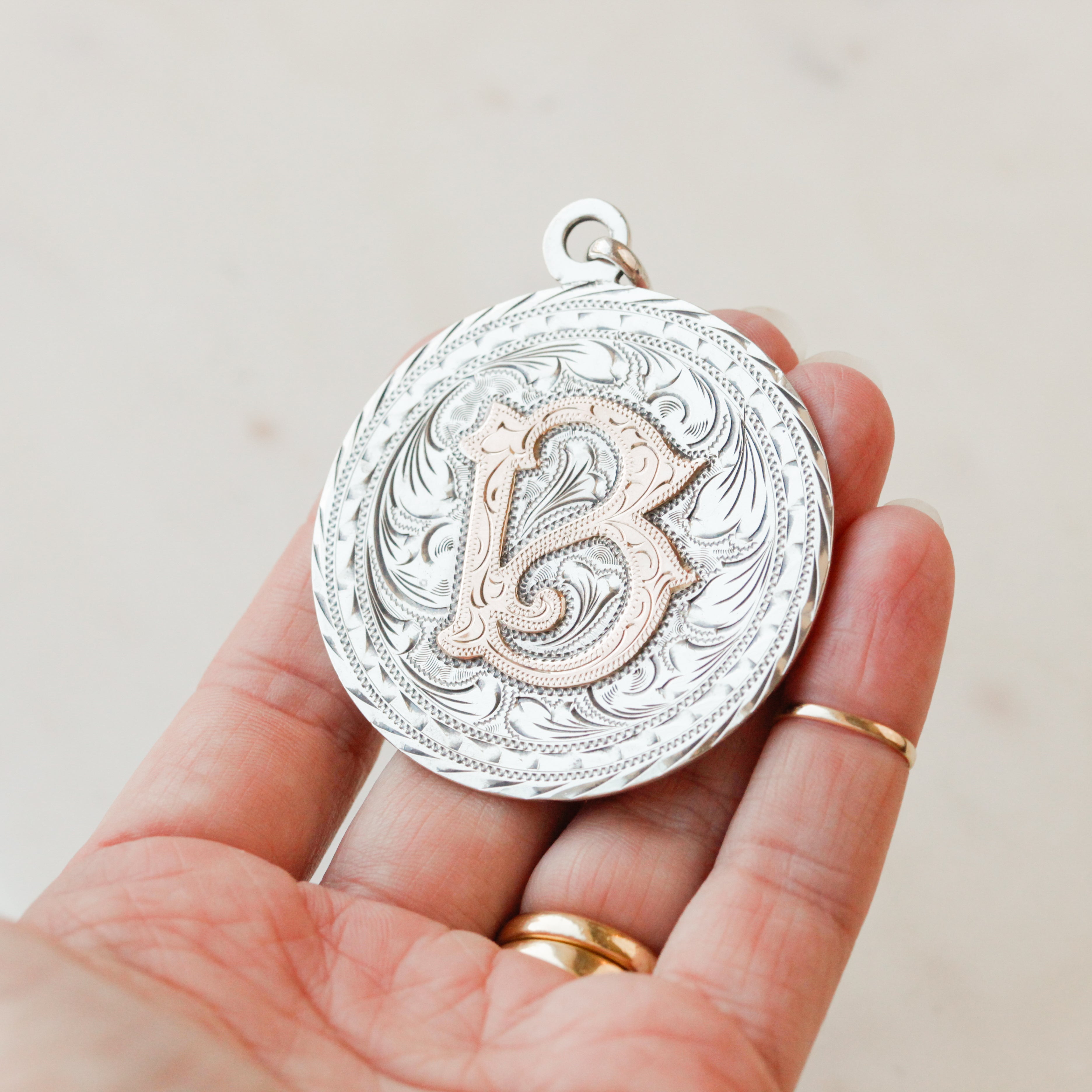 Hand Engraved "B" Medallion