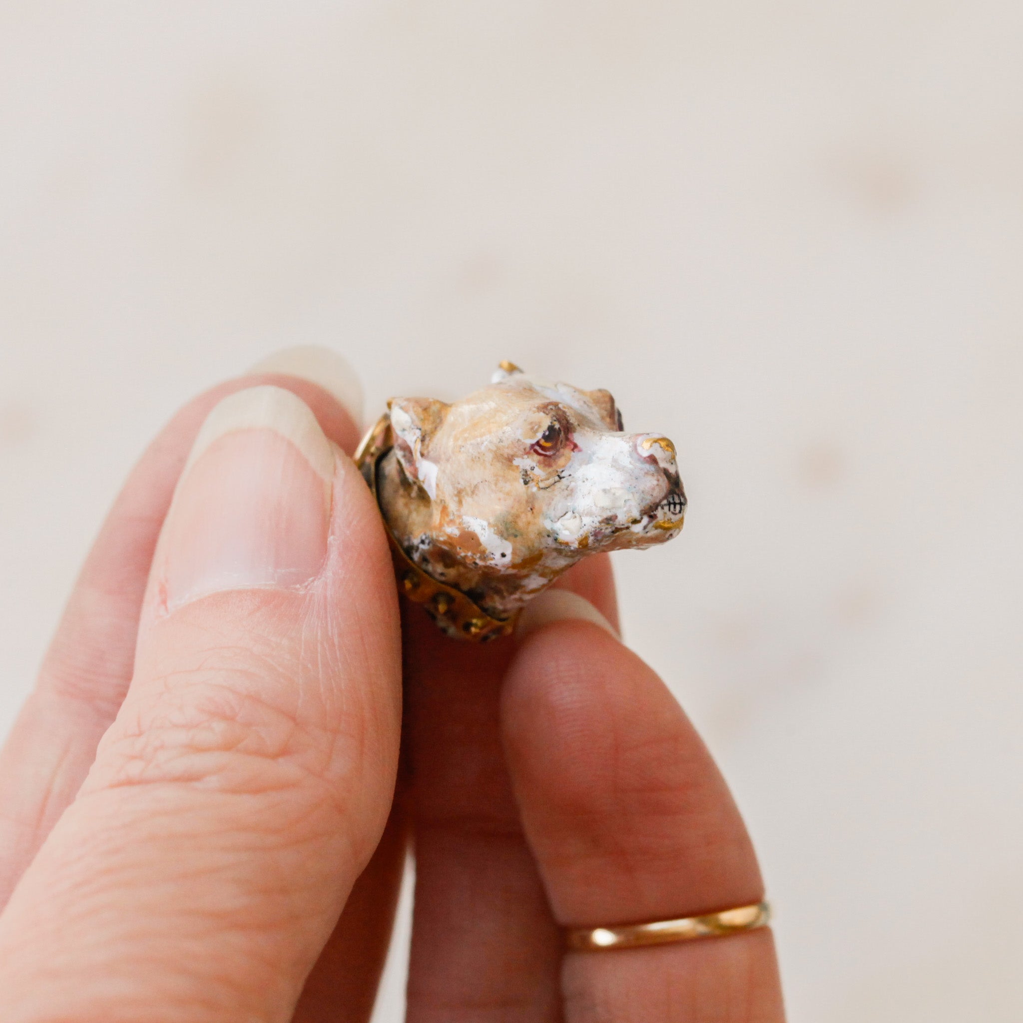 Georgian Enameled Bully Dog Pendant