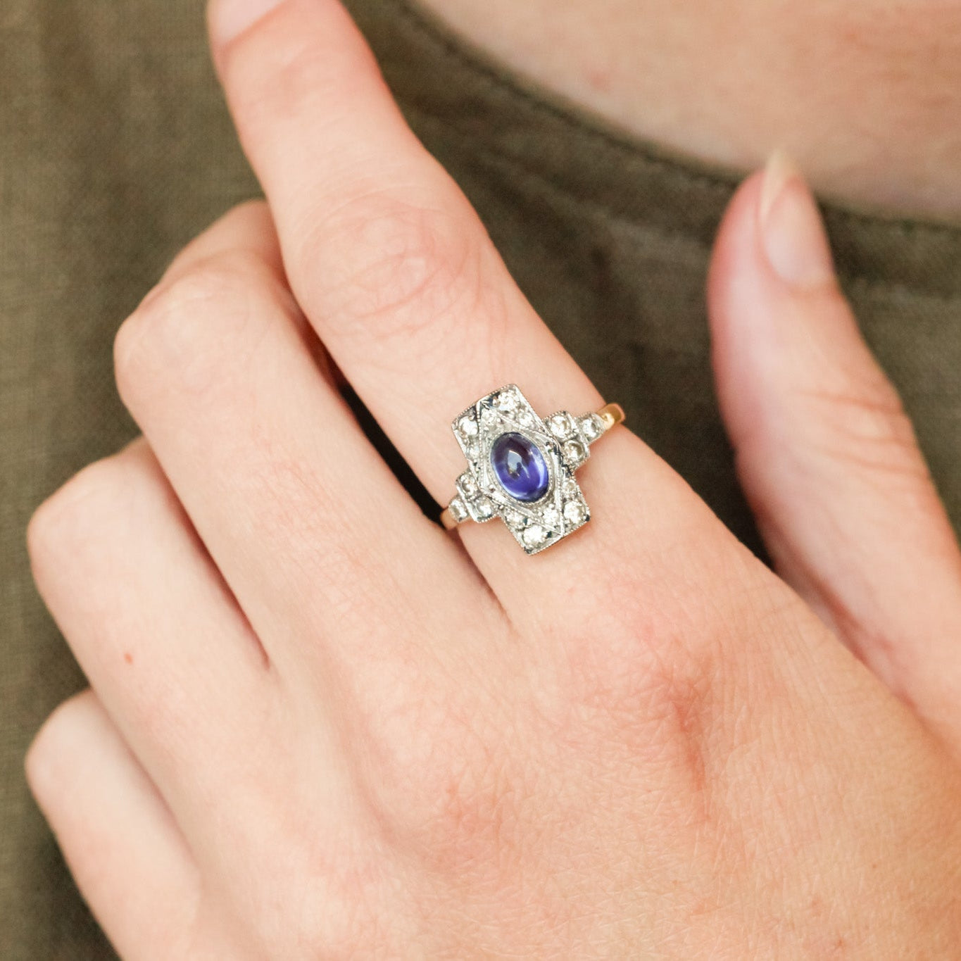 Edwardian Sapphire and Diamond Ring