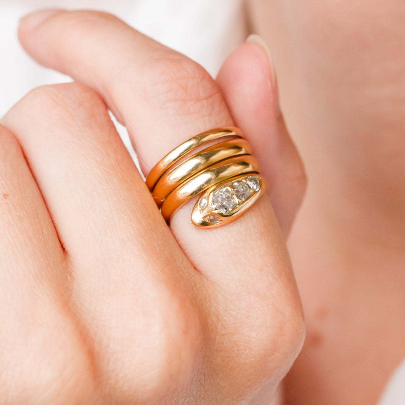 Old Cut Diamond Serpent Ring