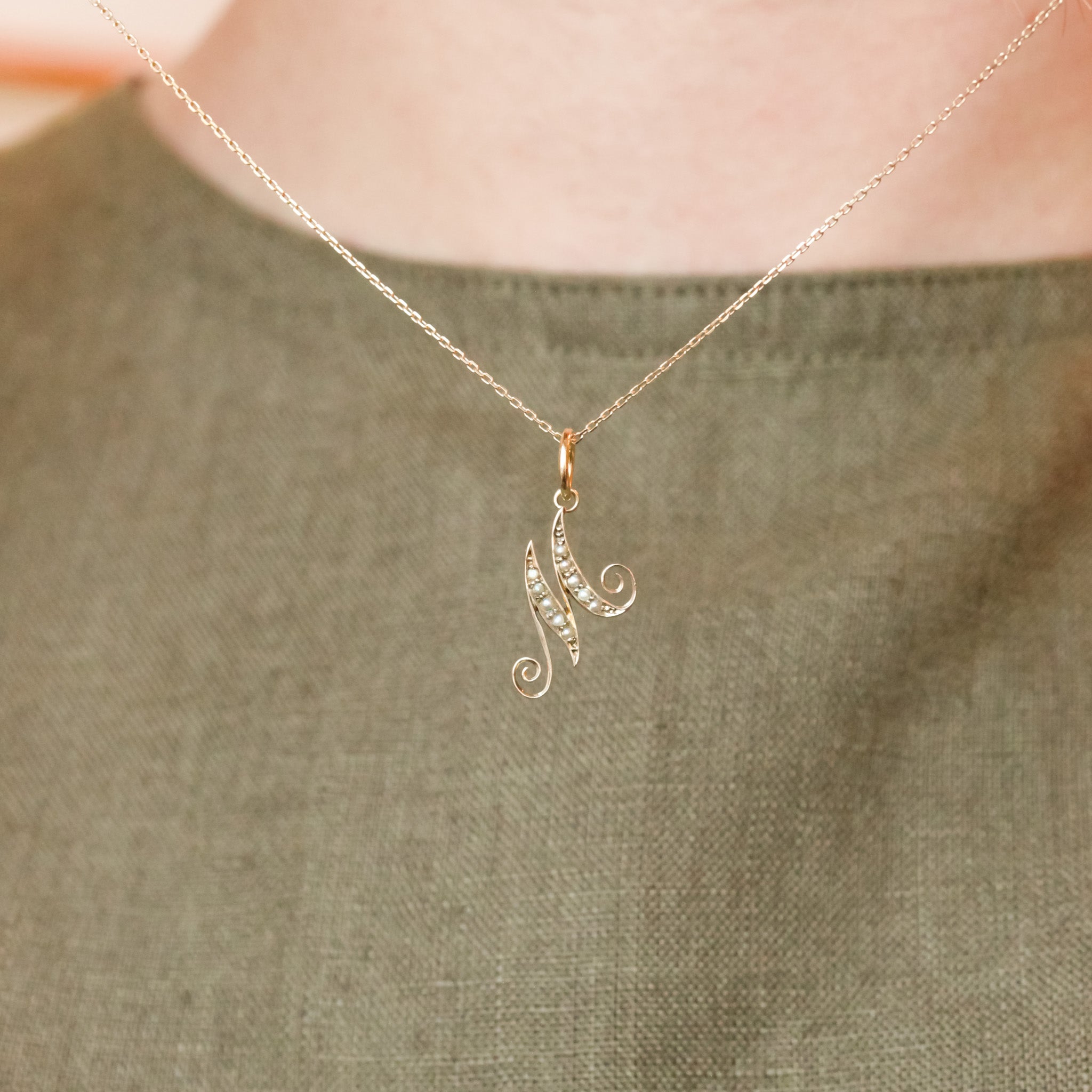 Victorian "M" Initial Charm