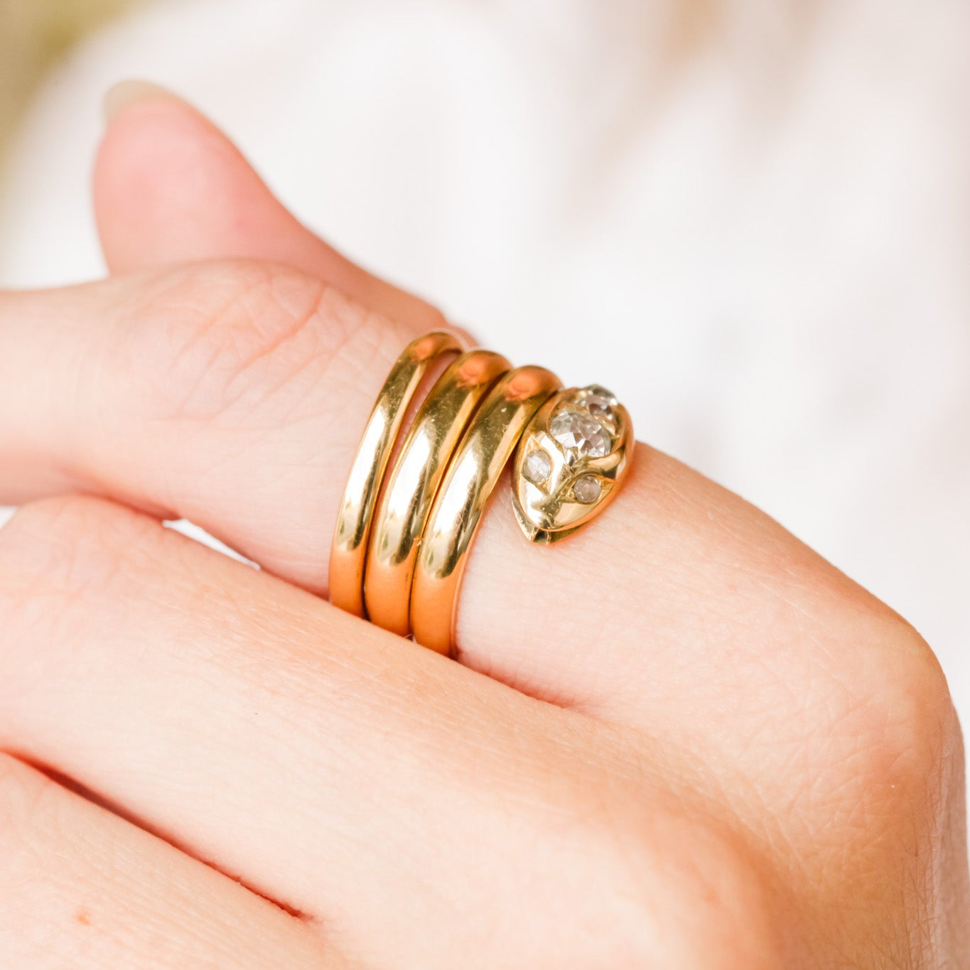 Old Cut Diamond Serpent Ring