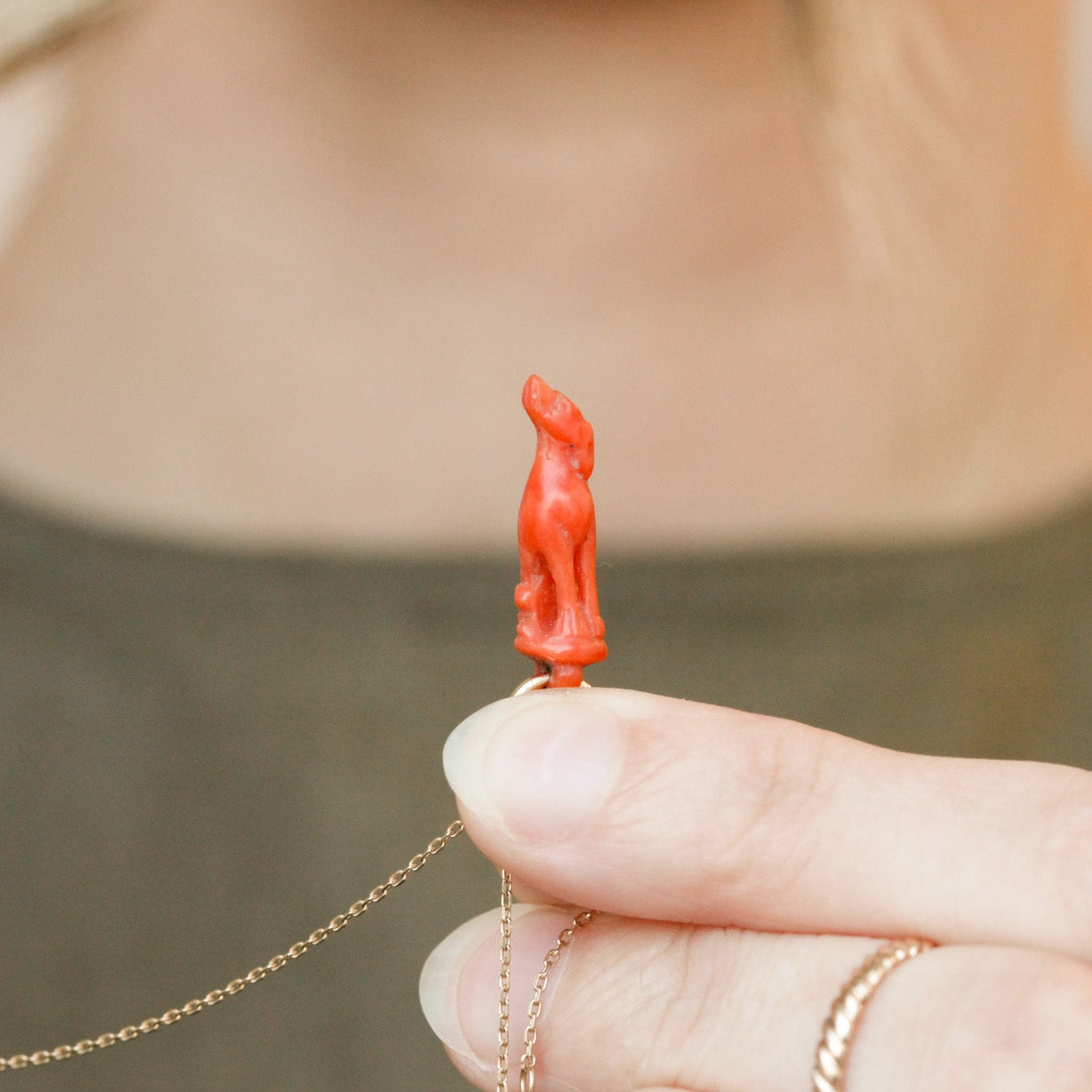 Carved Coral Hound