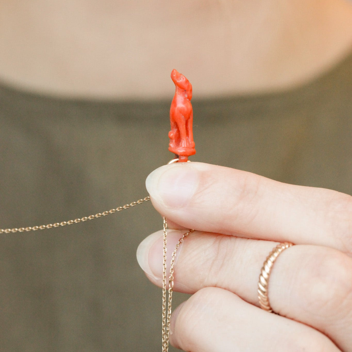 Carved Coral Hound