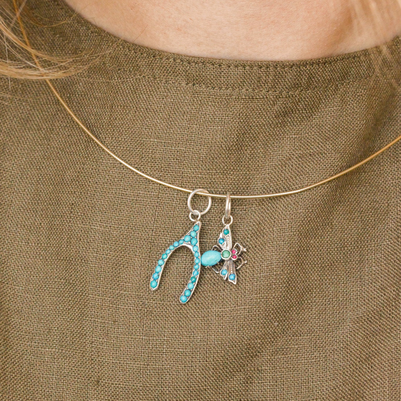 Victorian Turqoise Insect Pendant