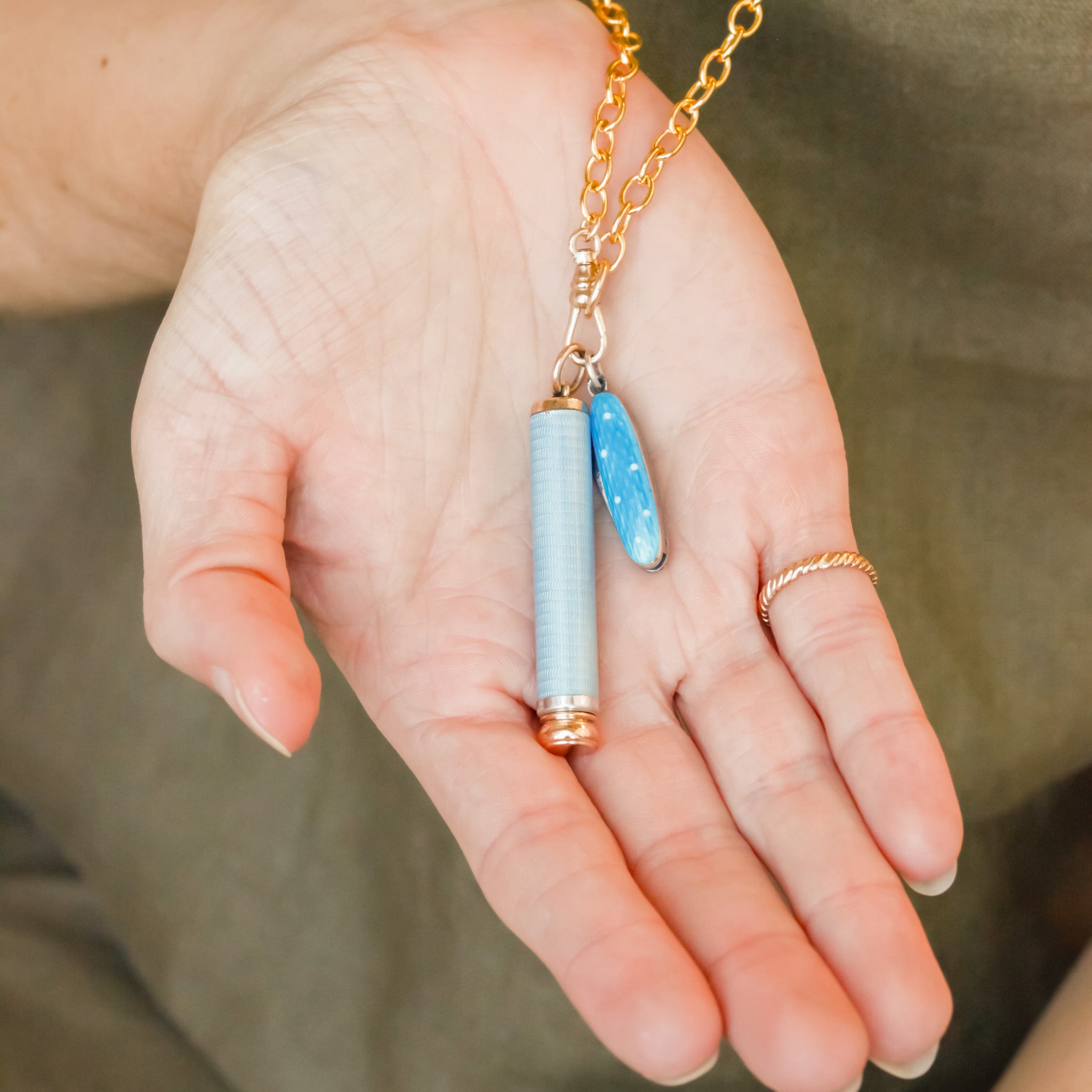 Guilloché Enamel Switchblade Charm